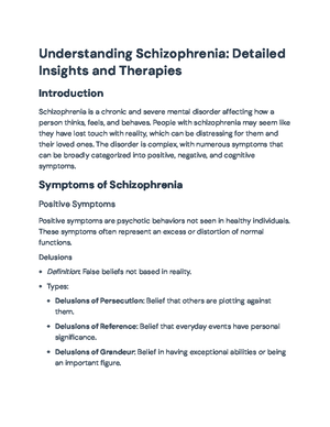 Schizophrenia and Related Disorders: A Comprehensive Overview - A ...