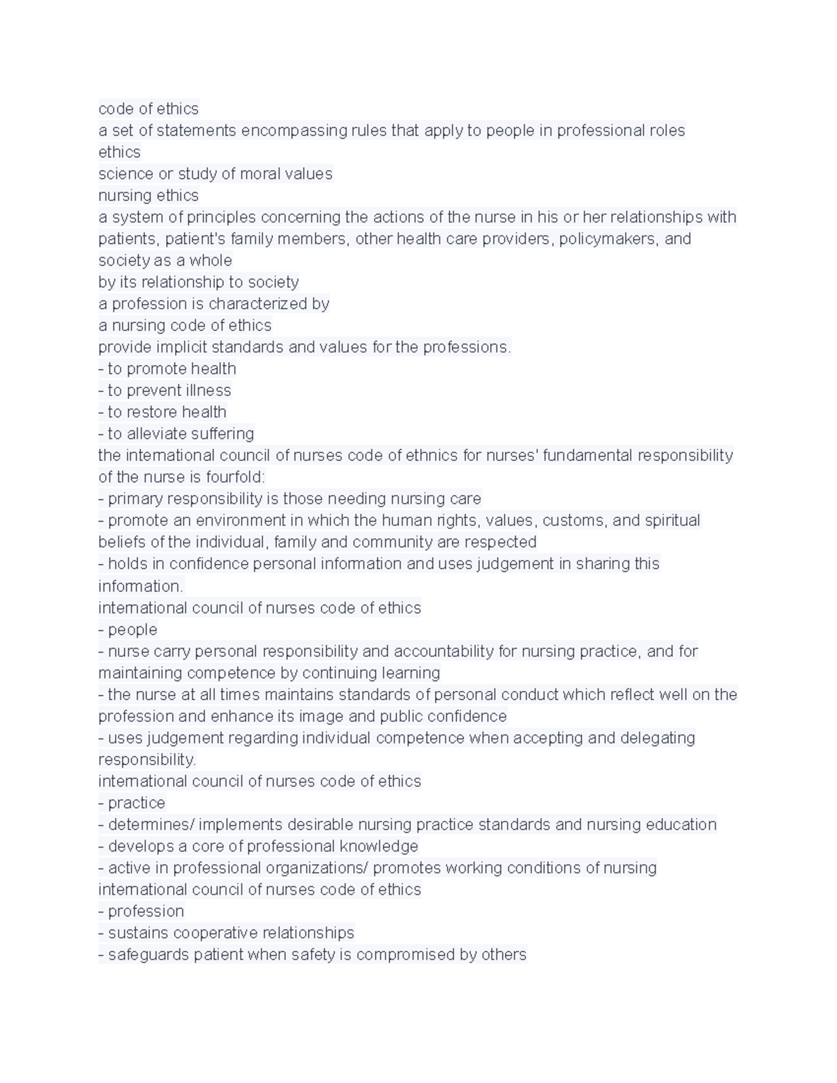 Nursing 101: Comprehensive Lecture Notes on Ethics and Practice - Studocu