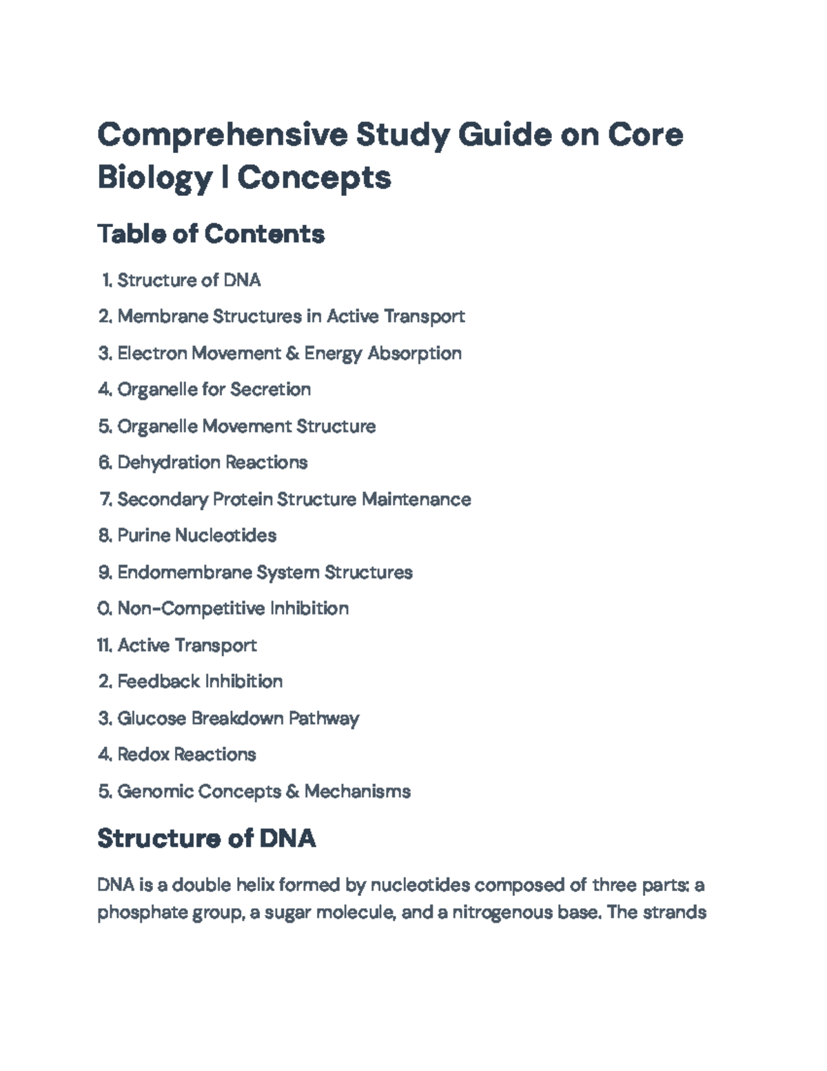 Comprehensive Biology I Study Guide: Key Concepts and Mechanisms ...