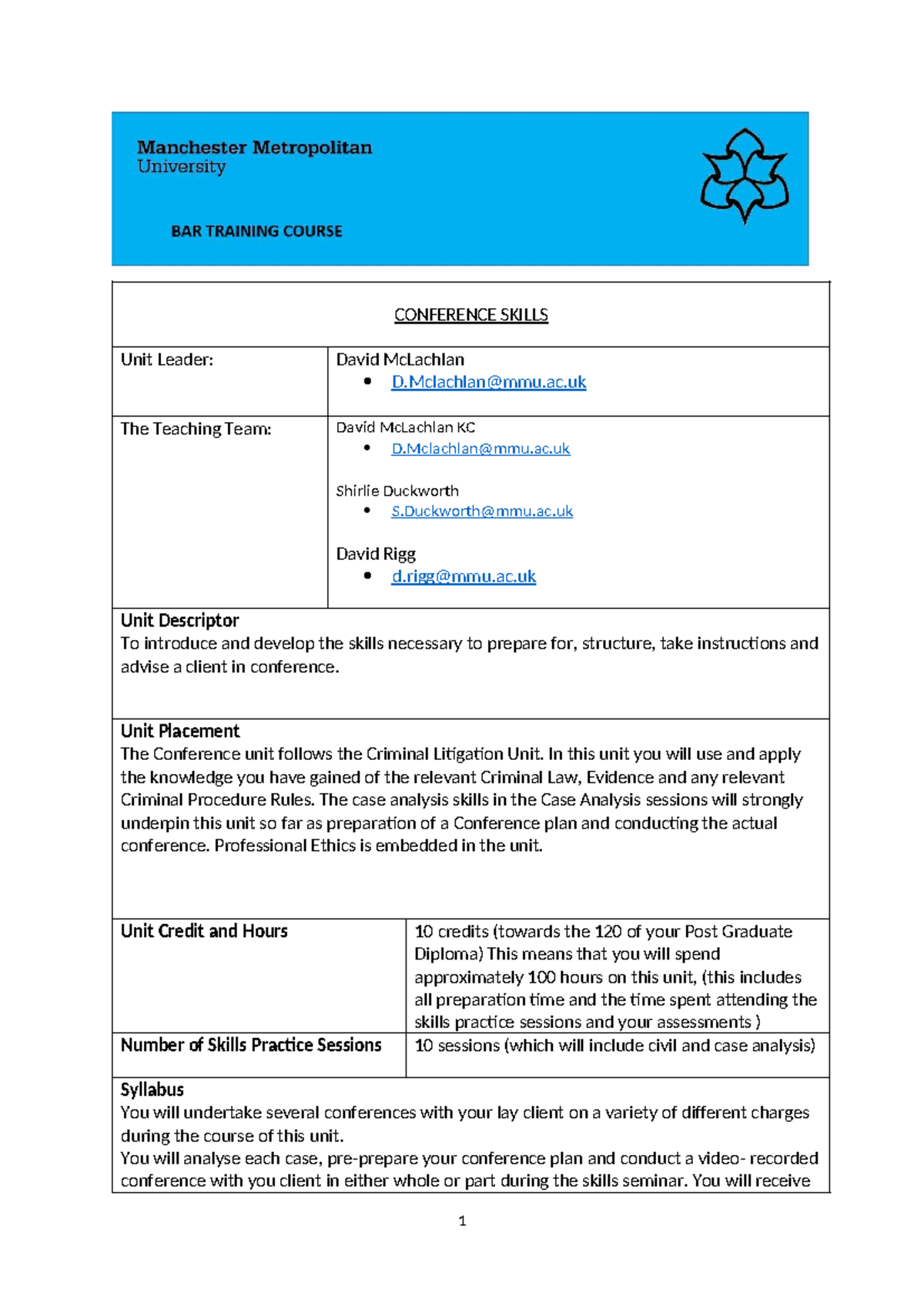 Conference Skills Unit Descriptor (Course Code: CS101) - Studocu