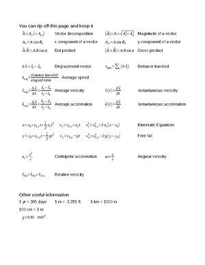 Physics 101 Exam #2 Study Guide - Fall 2024 - Physics 101 Exam # 2 Fall ...