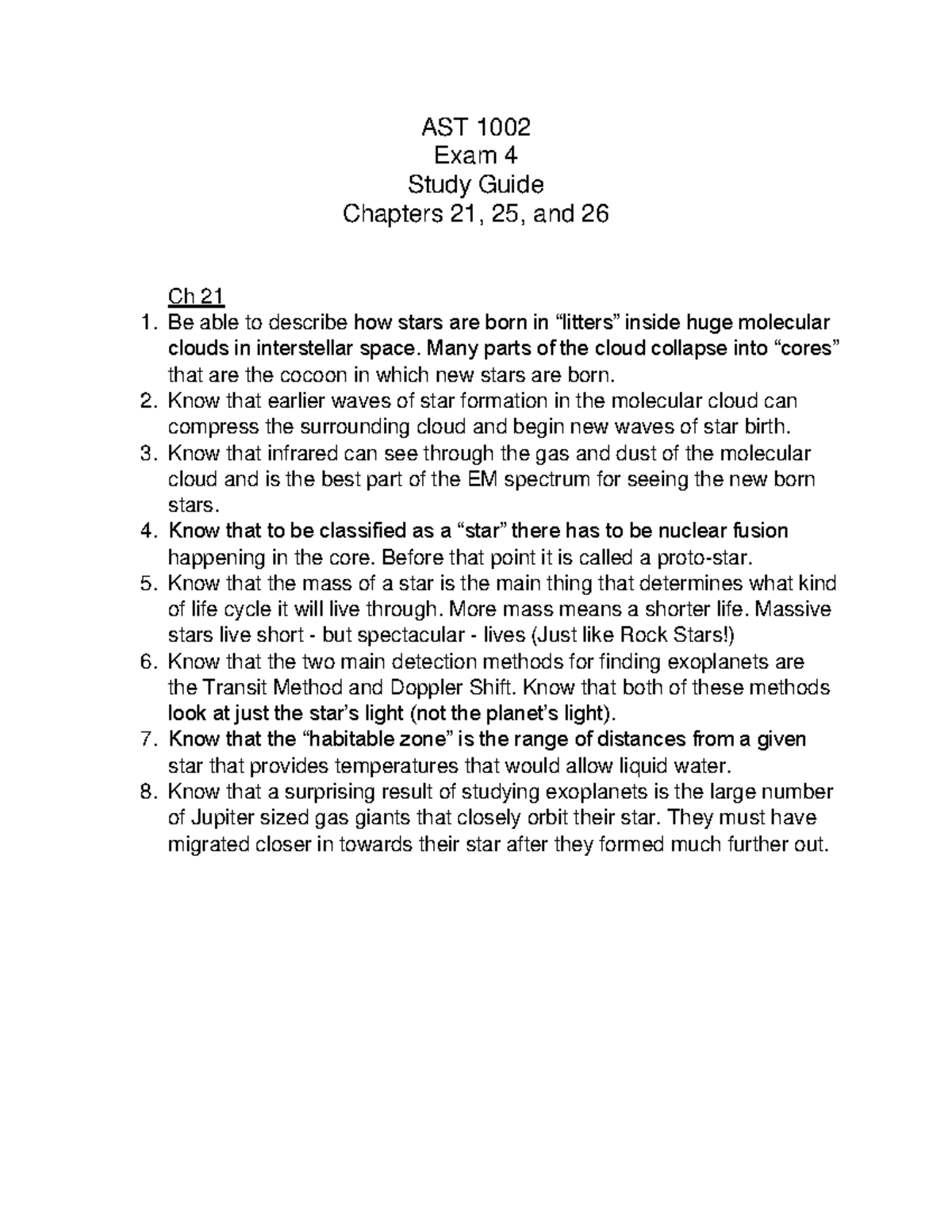 AST1002 Exam 4 Study Guide: Key Concepts from Chapters 21, 25, & 26 ...