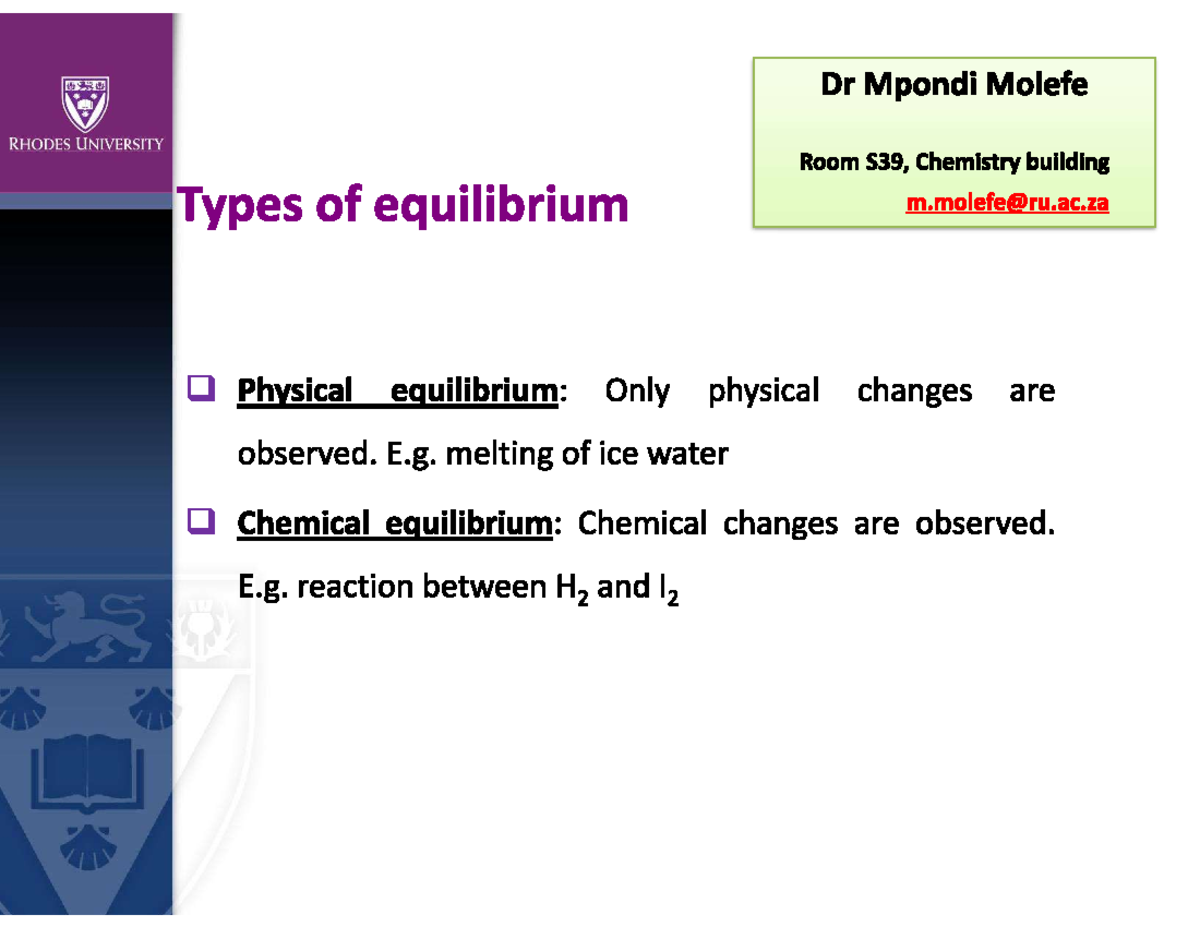 1st Equilibrium Lecture Slides for Introductory Physics (PH101) - Studocu