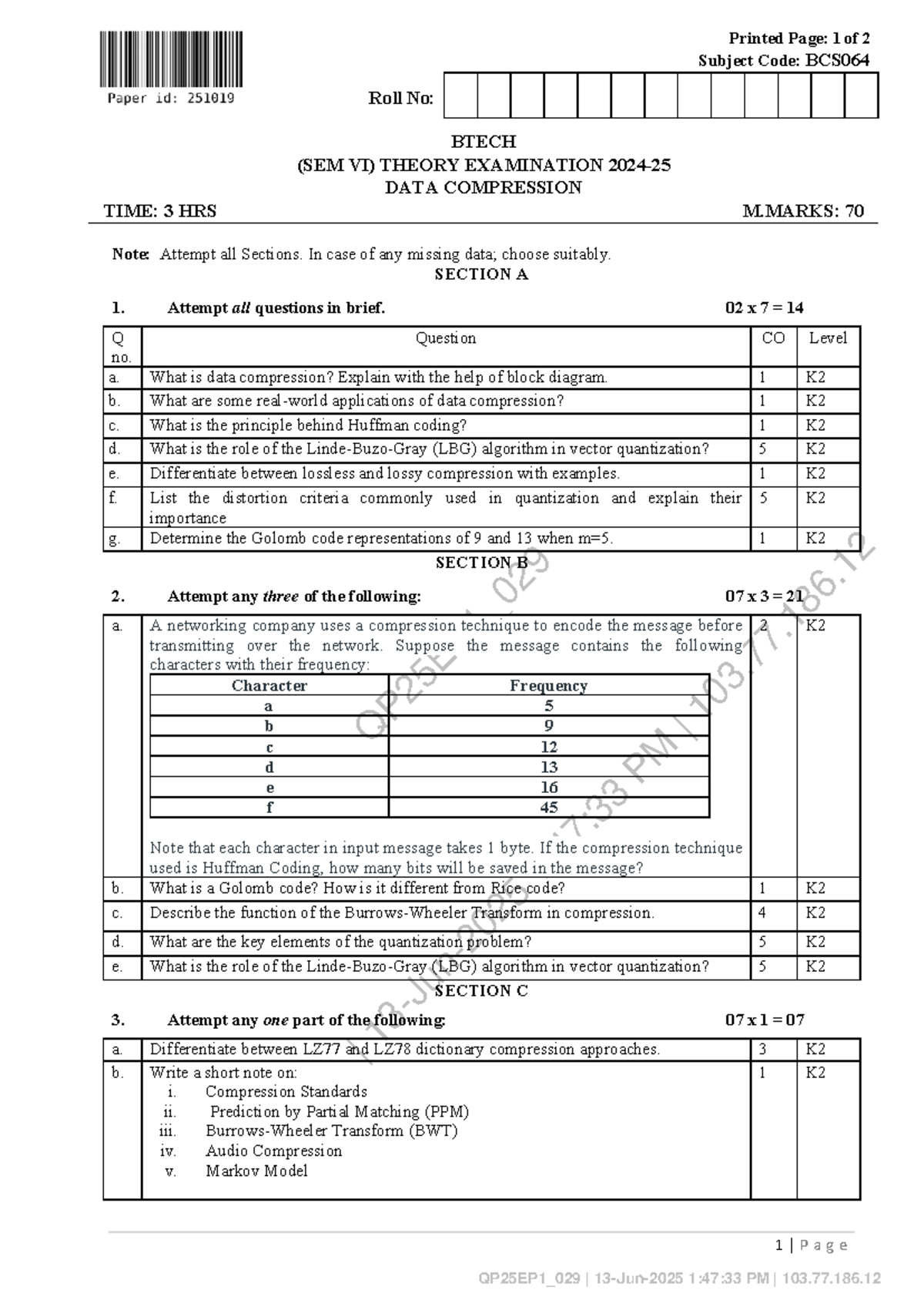 BCS064 - Data Compression Theory Exam Notes - Studocu