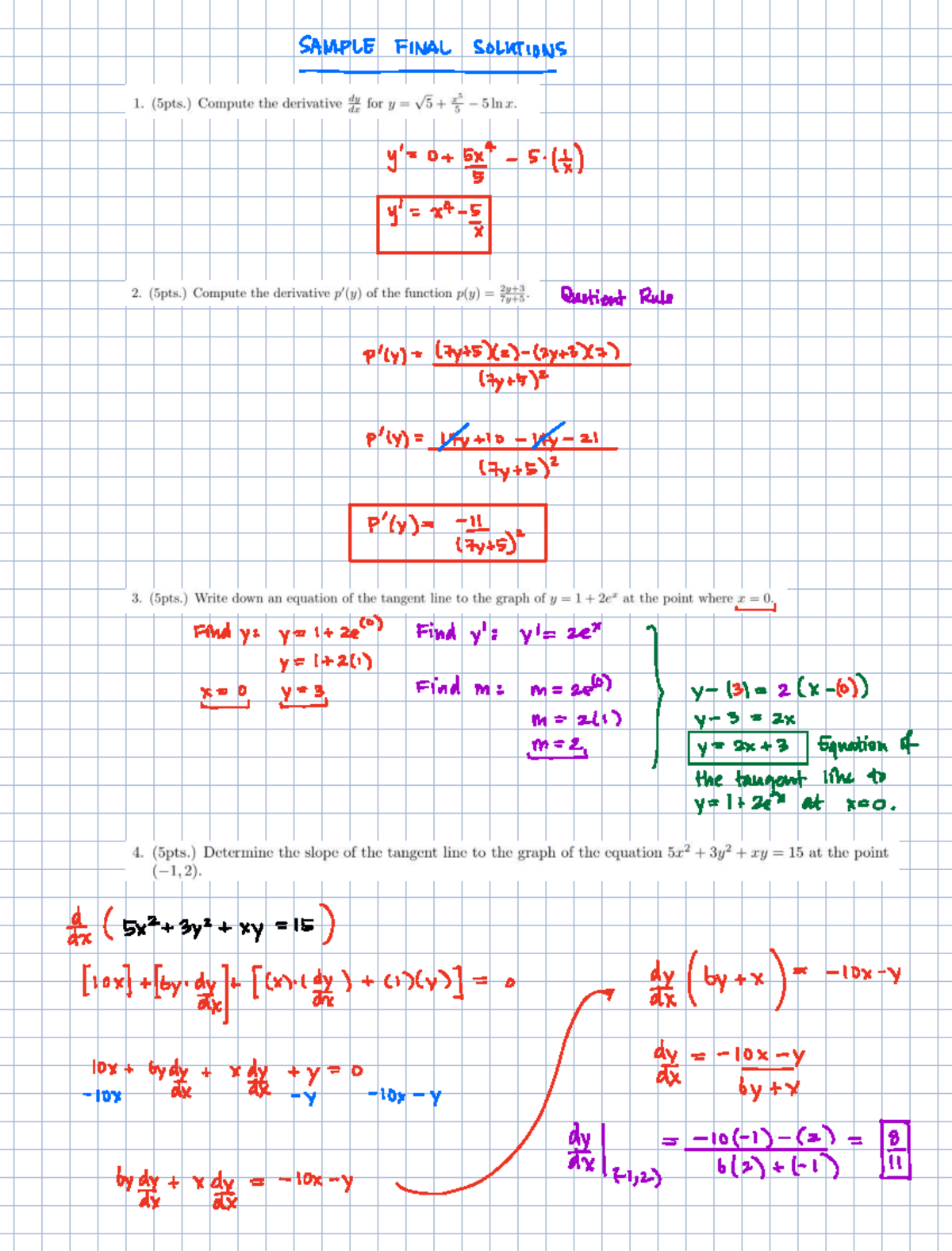 Final Exam Solutions for Calculus 1 MAT 175 - Studocu