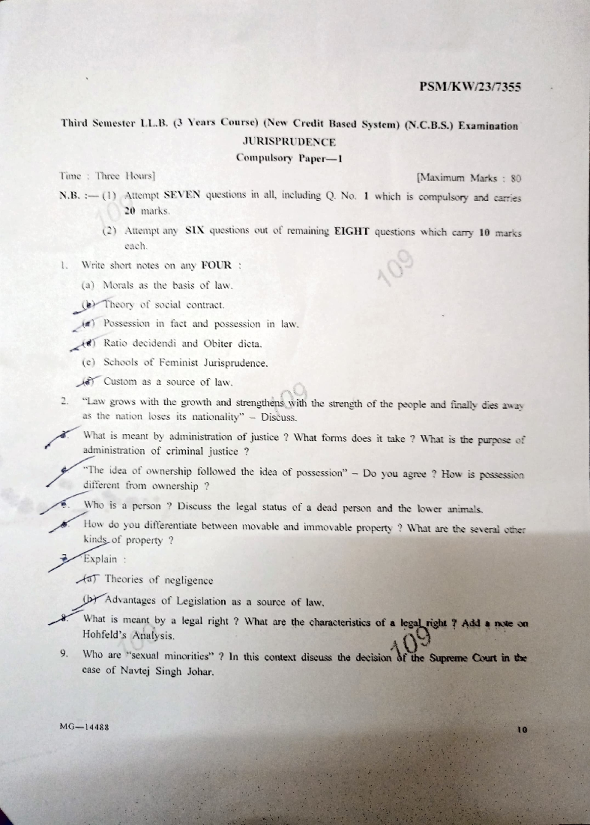 V Sem LLB Exam Papers (3-Year Course) - N.C.B.S. - Studocu