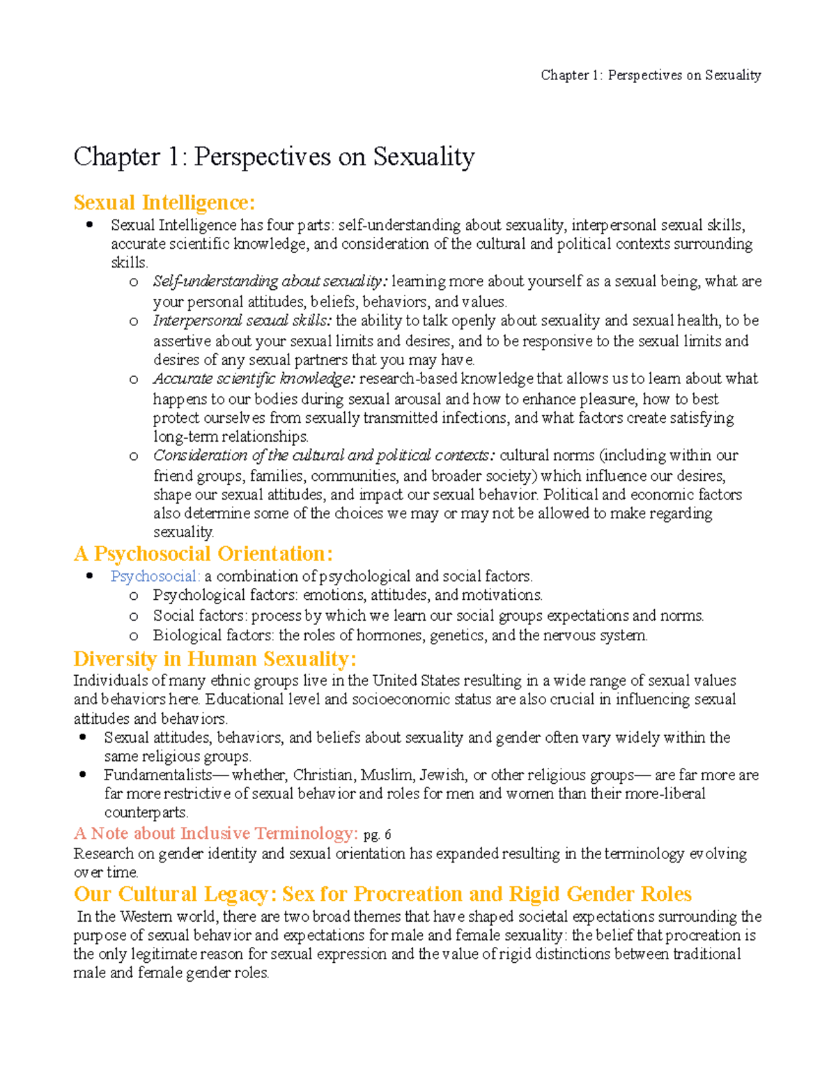 CH 1 - Perspectives on Sexuality: Understanding and Contexts - Studocu