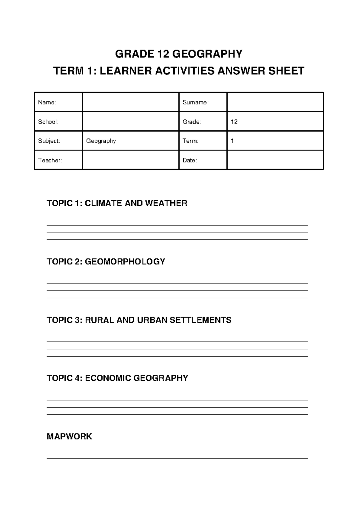 Grade 12 Geography Term 1 Answer Sheet-2 - GRADE 12 GEOGRAPHY TERM 1 ...