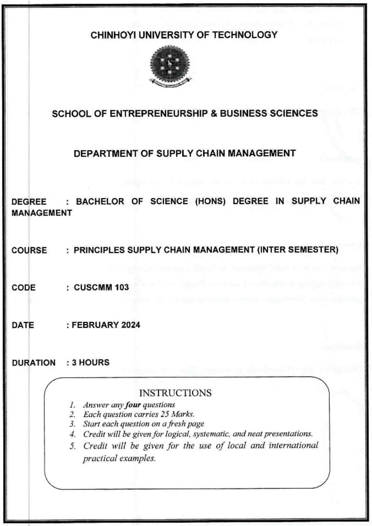 CUSCMM 103: Supply Chain Management Notes for Inter Semester Exam - Studocu
