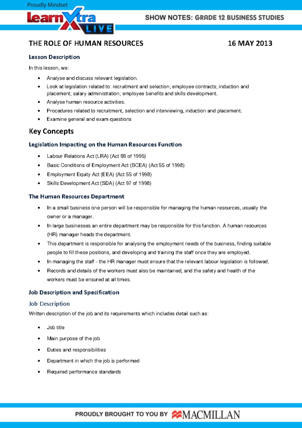 HRM 101: The Role of Human Resources - Lesson Overview and Key Concepts ...