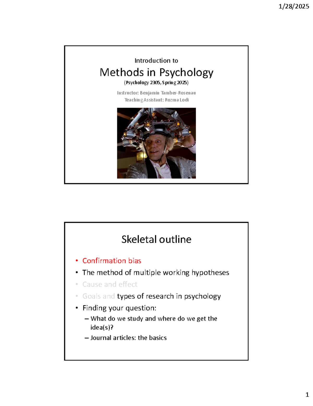 Introduction to Research Methods in Psychology (Psychology 2305, Spring ...