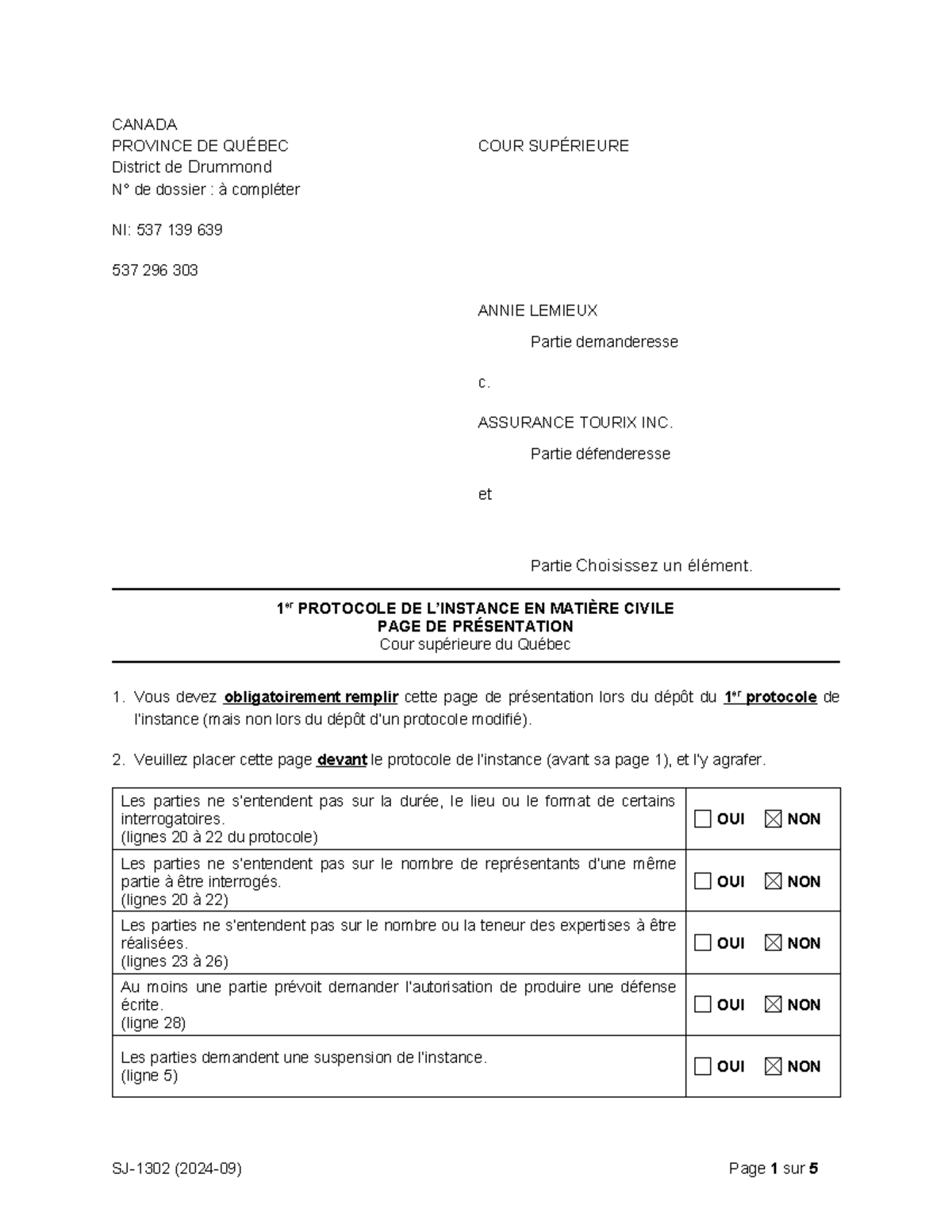 Protocole de Procédure Civile - Cour Supérieure NI: 537 139 639 - Studocu