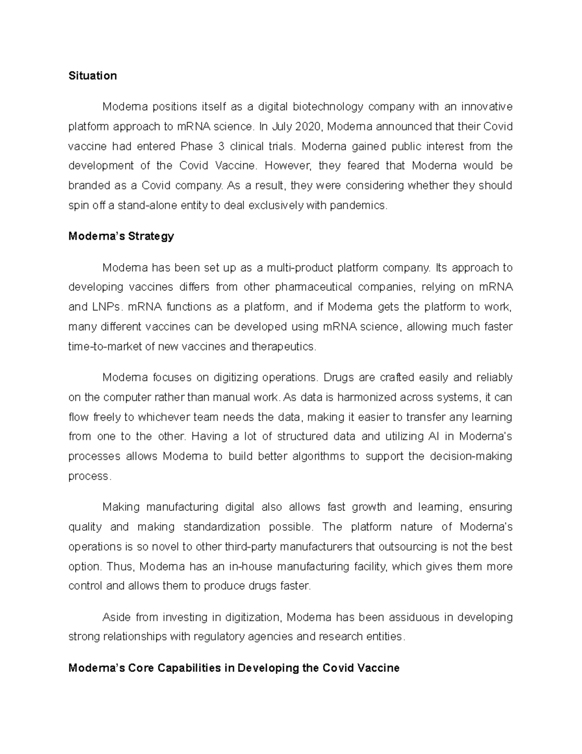 Moderna Case Study Analysis: Strategies and Challenges in mRNA Vaccine ...