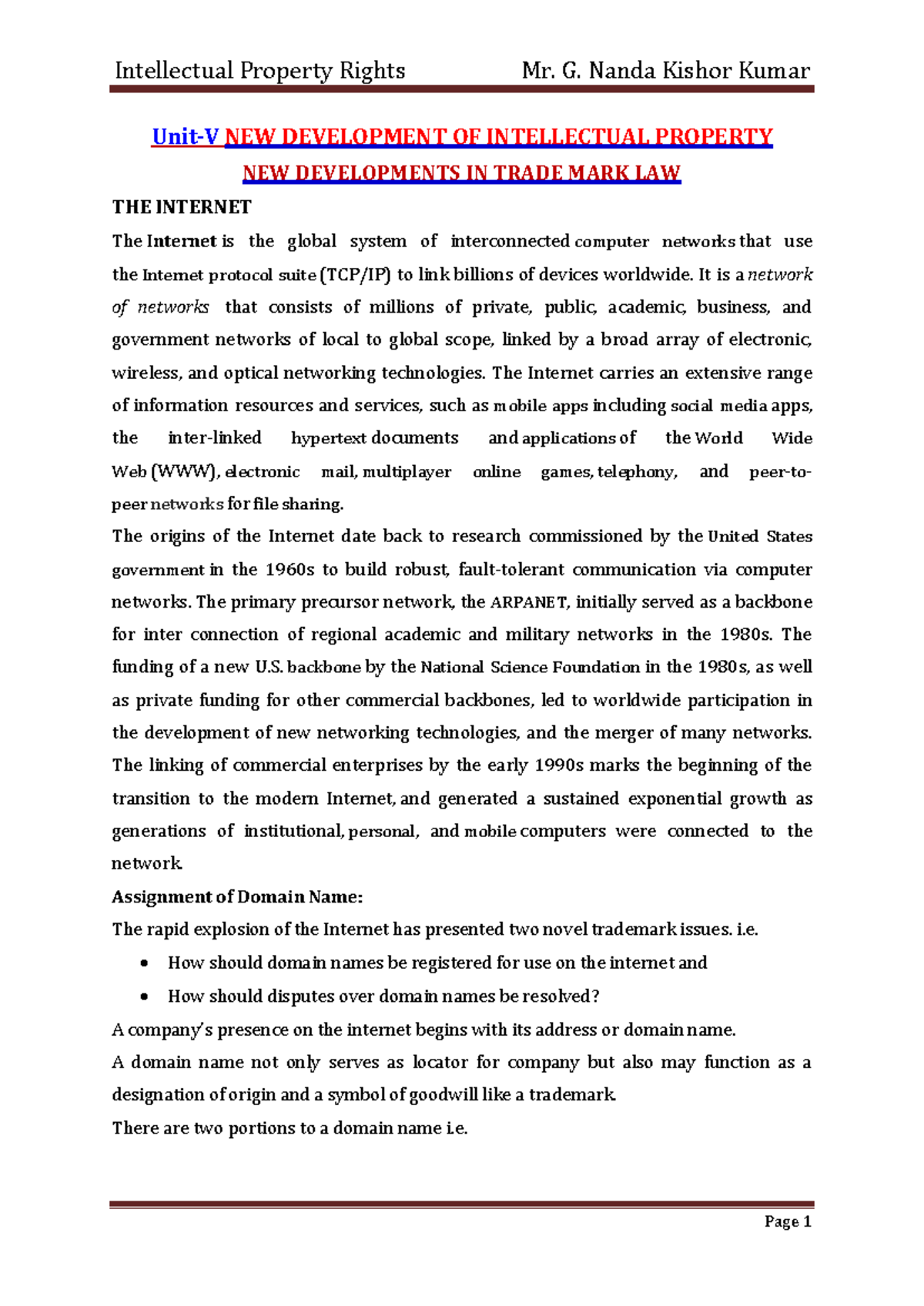 New Developments in Intellectual Property Law (IPR 5) - Studocu