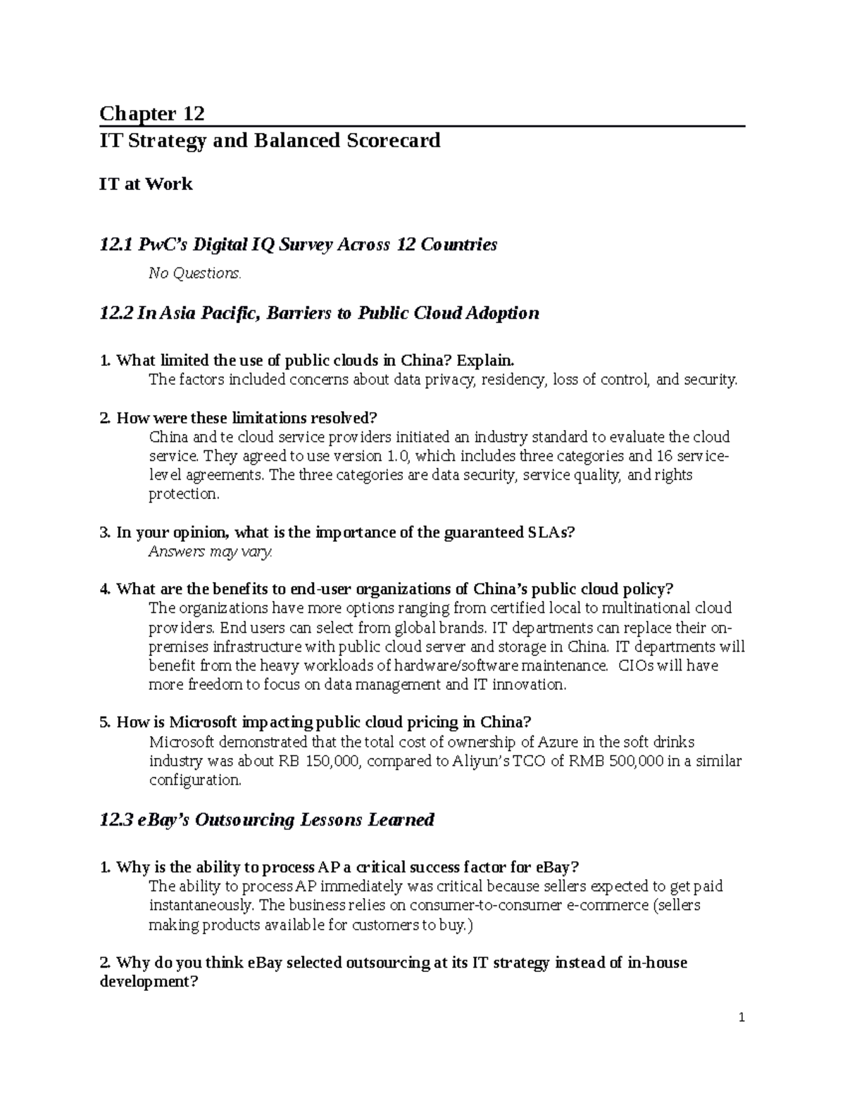 IT Strategy and Balanced Scorecard Insights (Ch12) - Studocu
