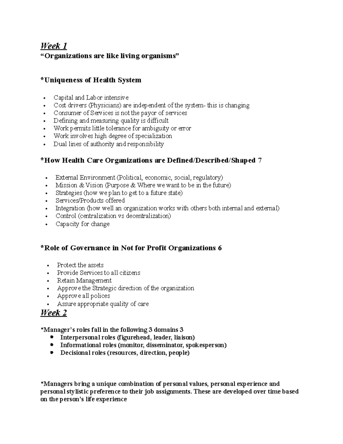 Study Guide for Exam 1 - Health Care Management Concepts - Studocu