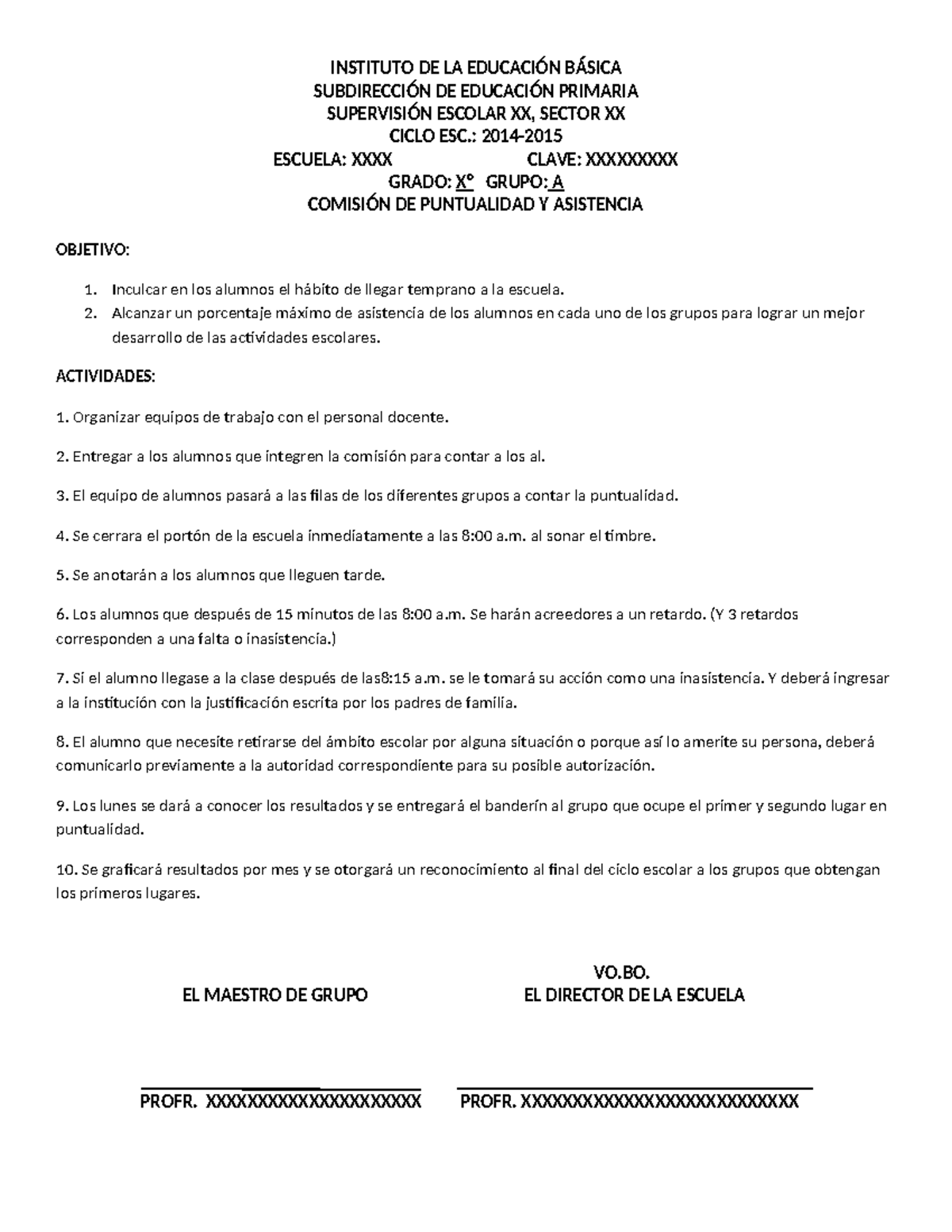 Plan de Comisión de Puntualidad y Asistencia - Educación Primaria - Studocu