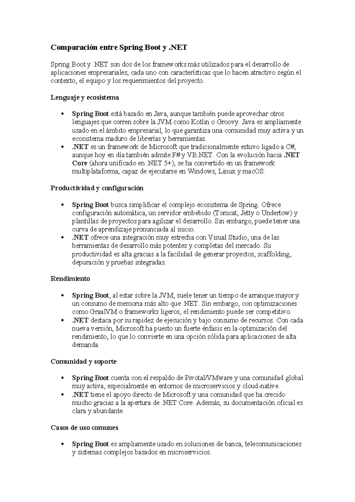 Comparación entre Spring Boot y .NET: Características y Rendimiento ...