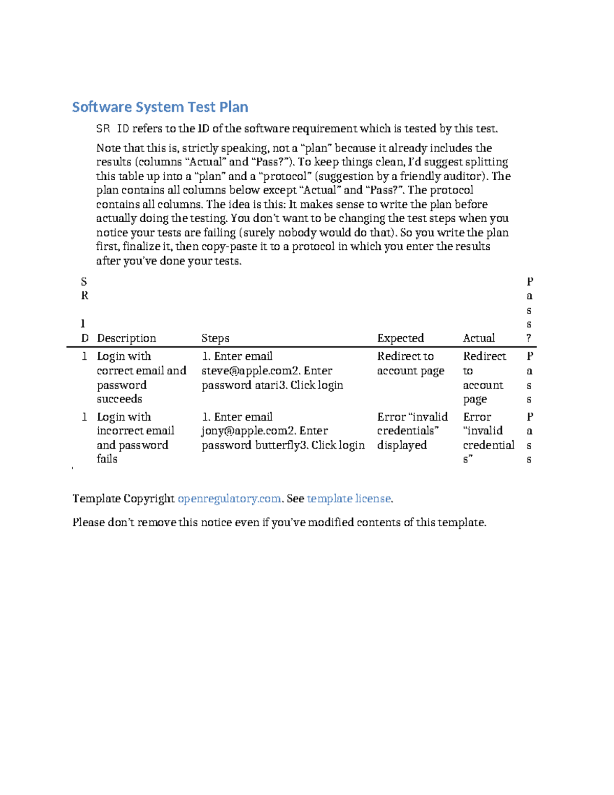 Software system test plan132 - Software System Test Plan SR ID refers ...