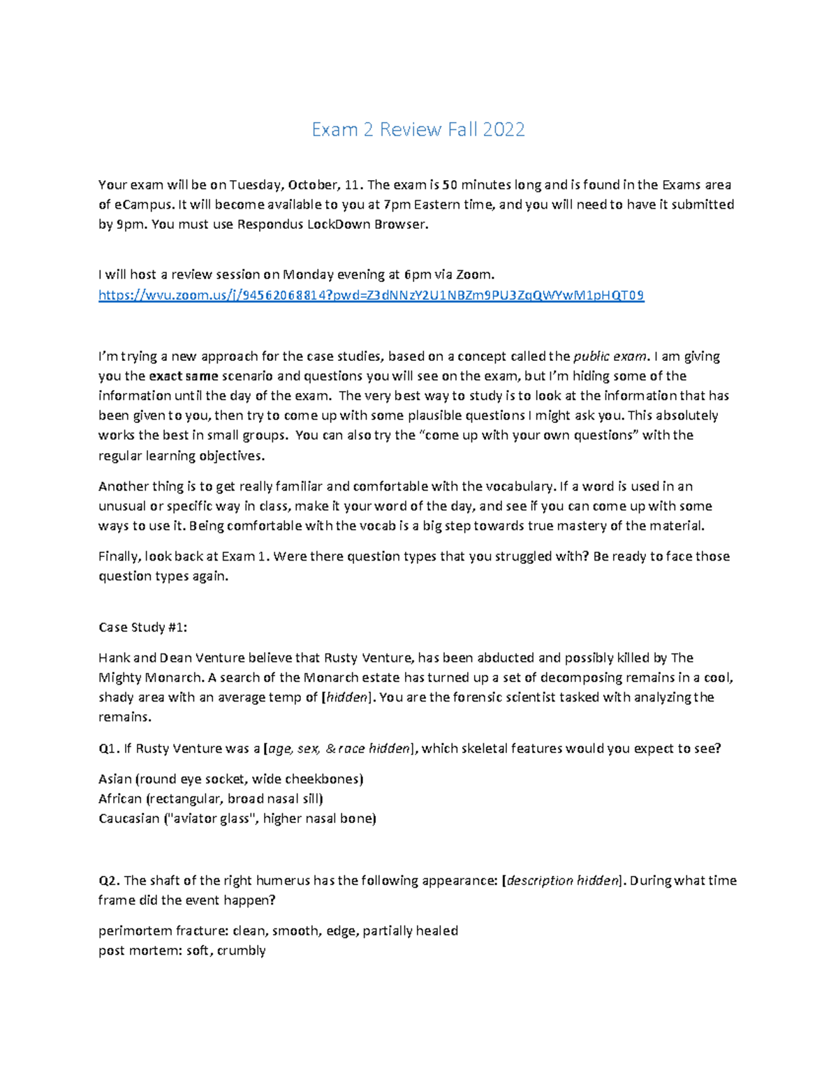 Exam 2 Review Guide 2022F[167] - Forensic Science Preparation - Studocu