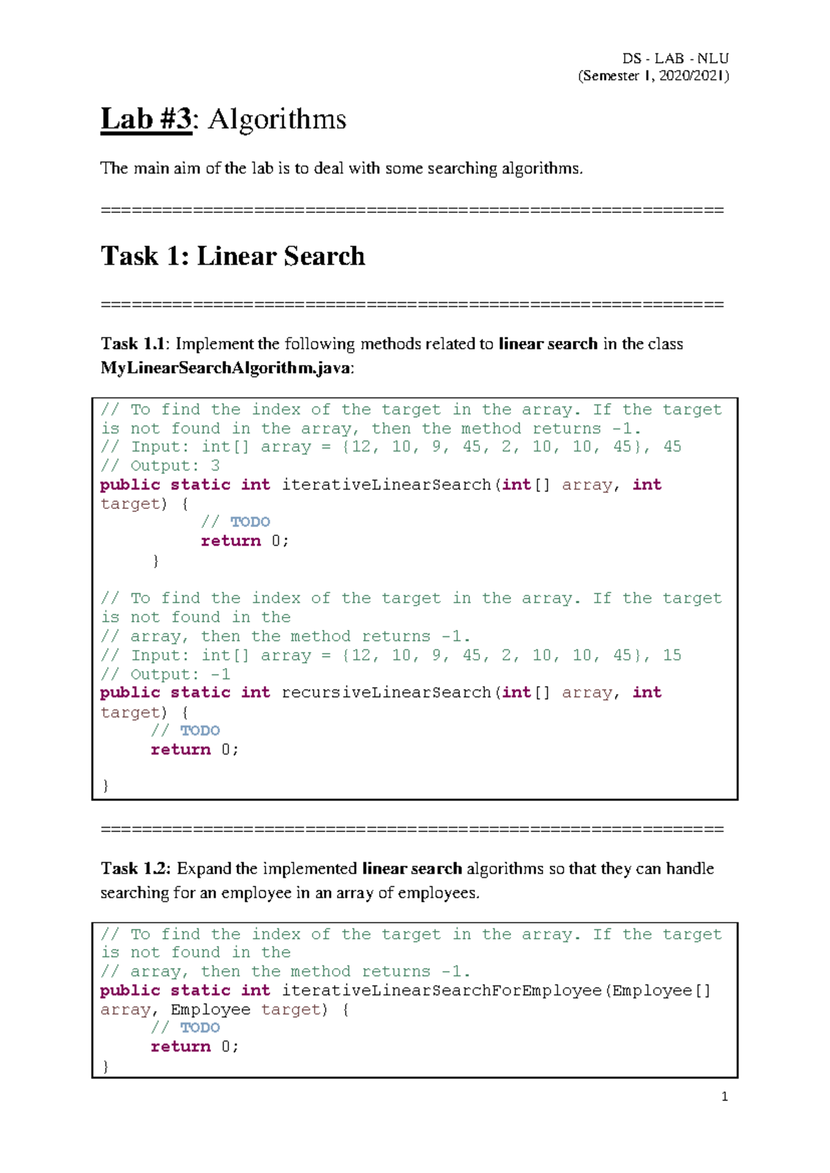 Lab 3: Searching Algorithms in DS - LAB - NLU (Semester 1, 2020/2021 ...