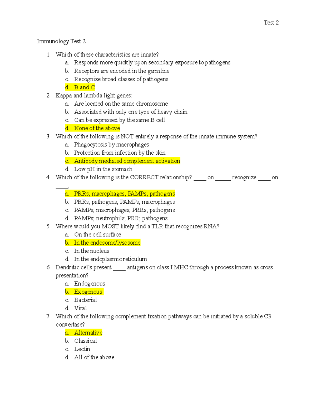 Immunology Test 2 Study Guide - Immunology Test 2 Which of these ...