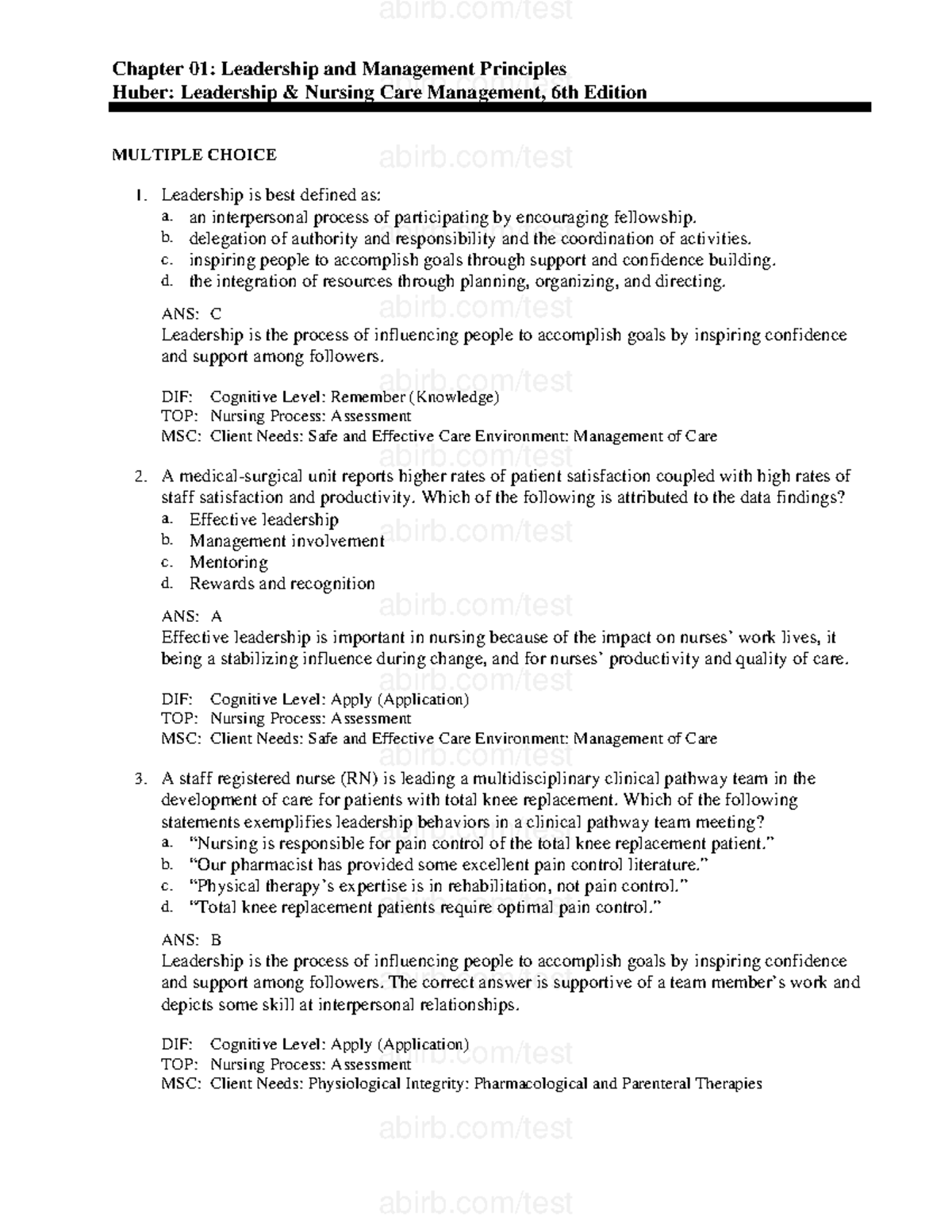 Nursing Leadership Principles - Chapter 1 Insights (NRS 101) - Studocu