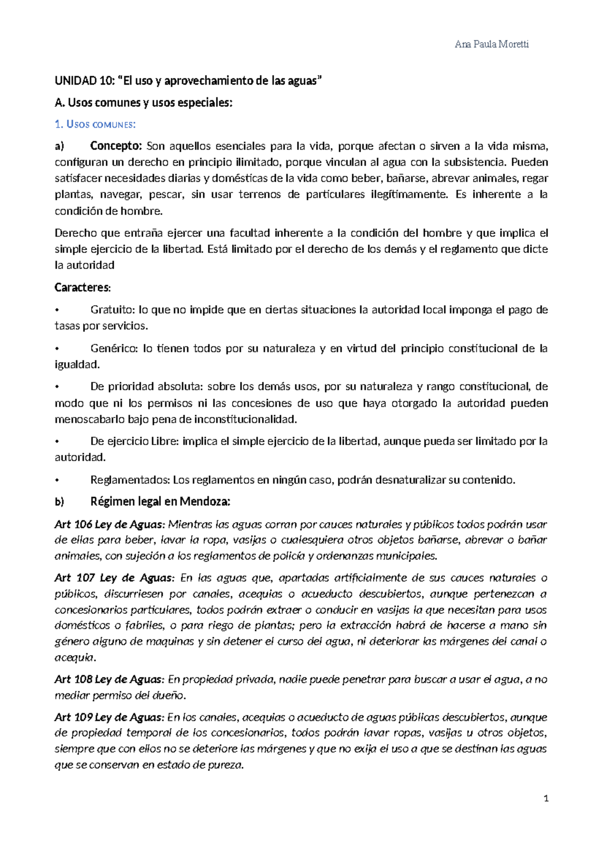 U10 D Amb I - Resumen sobre el Uso y Aprovechamiento del Agua en ...