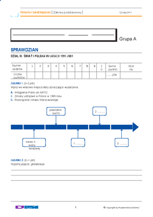 Sprawdzian Historia Wczoraj I Dziś Klasa 4 Dział Ii www.studocu.com