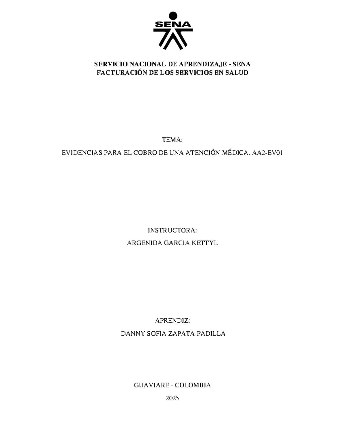 Evidencias para el Cobro de Atención Médica - AA2-EV01 - Document Preview