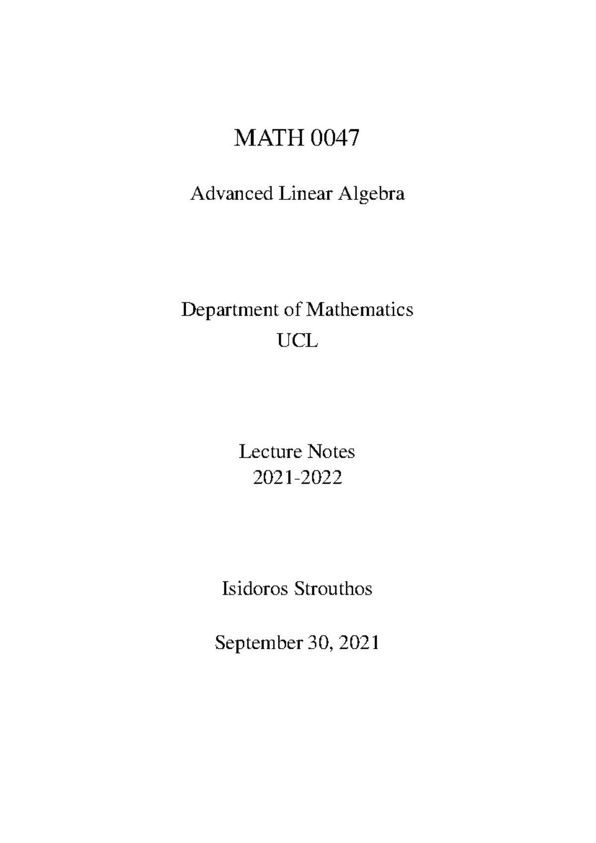 MATH0050 Lecture Notes: First Order Predicate Language Overview - Studocu