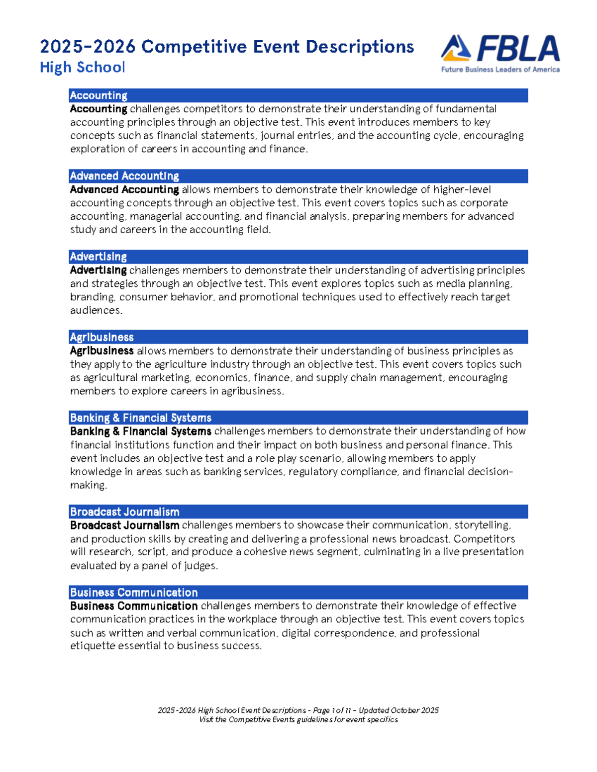 High School Competitive Event Descriptions: Accounting to Website ...