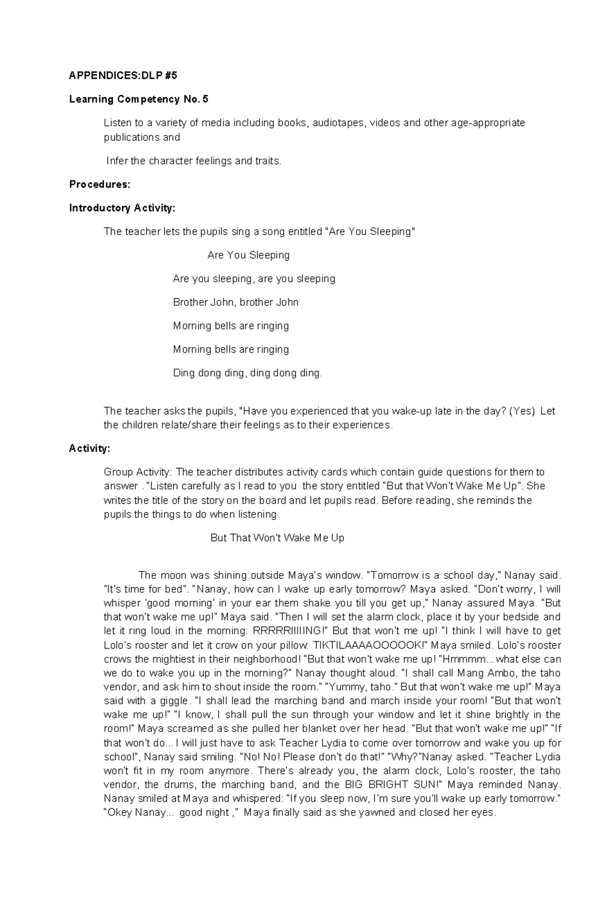 DLP Learning Competency No. 5: Inferring Character Traits from Media ...