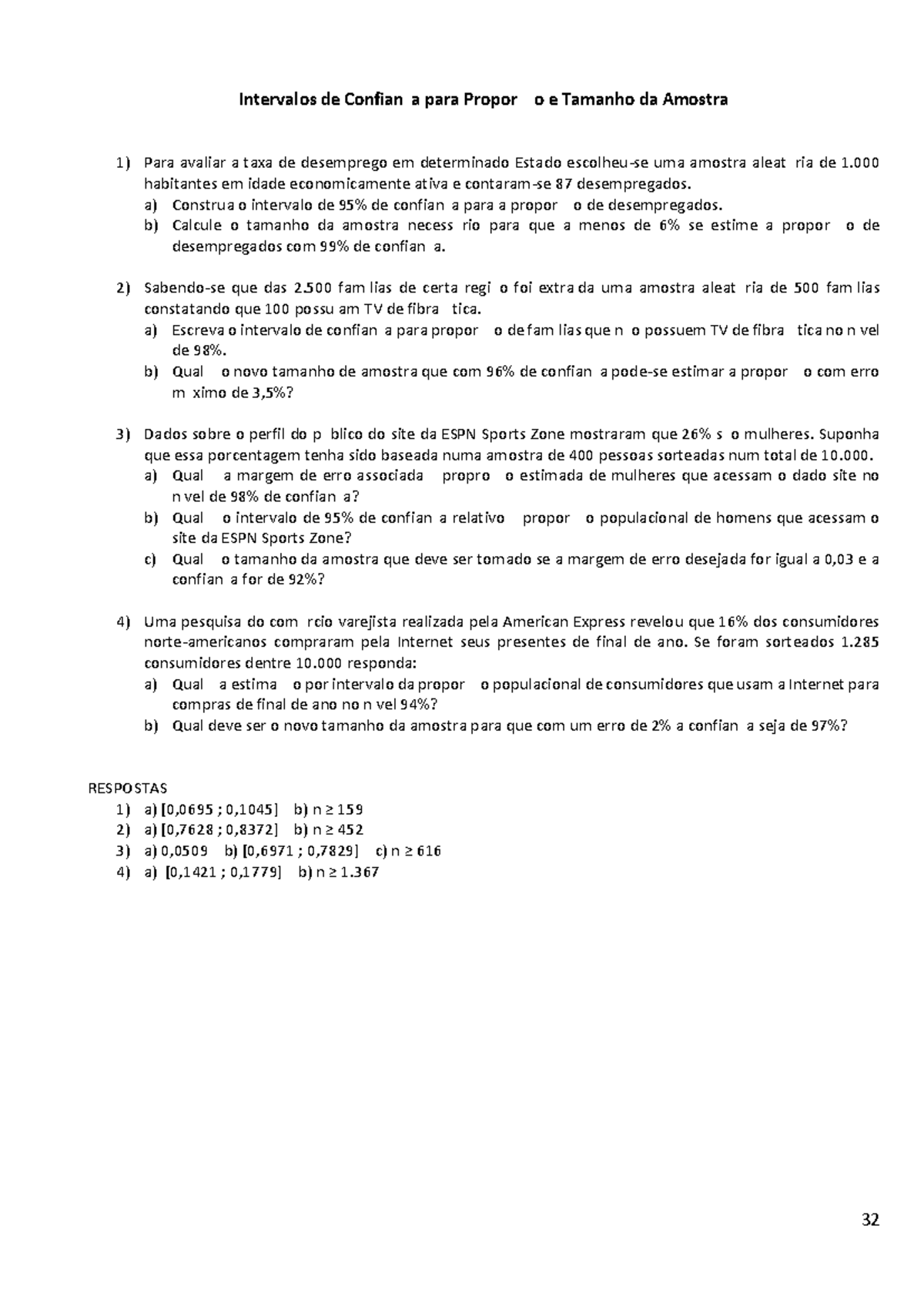 Lista+11+Intervalos+de+Confian%C3%A7a+para+Propor%C3%A7%C3%A3o+e ...