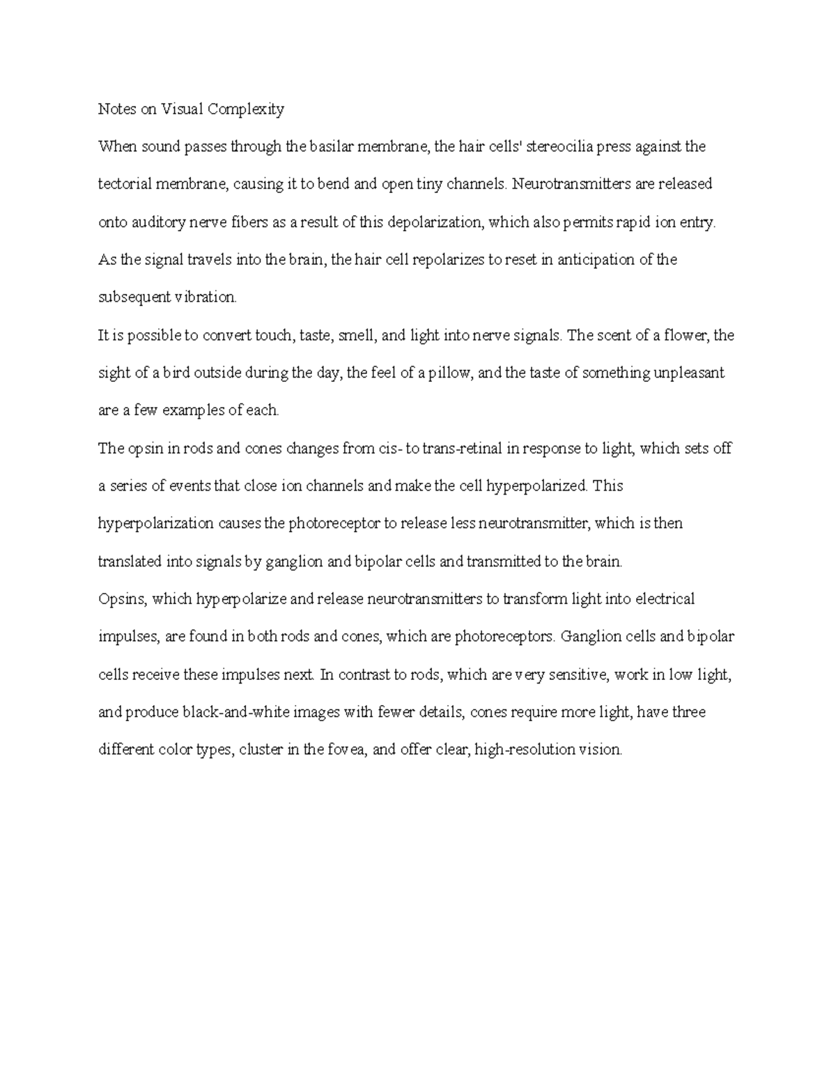 Visual Complexity Notes: Understanding Auditory and Visual Signals ...