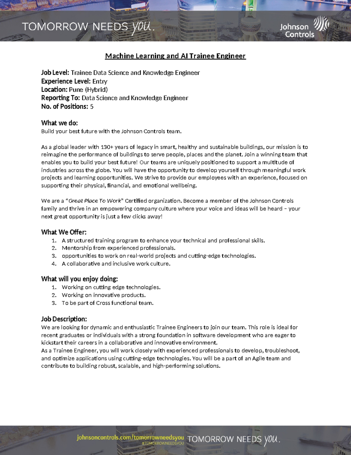 JD - Trainee Data Science - \ Machine Learning and AI Trainee Engineer ...