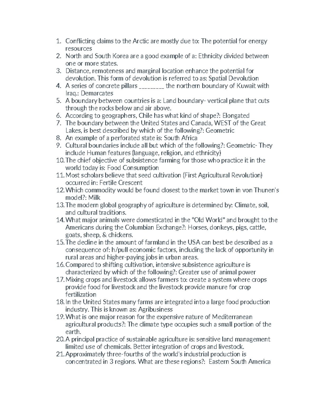 GEO 114 Exam 3 Comprehensive Review Guide for Geography Concepts - Studocu