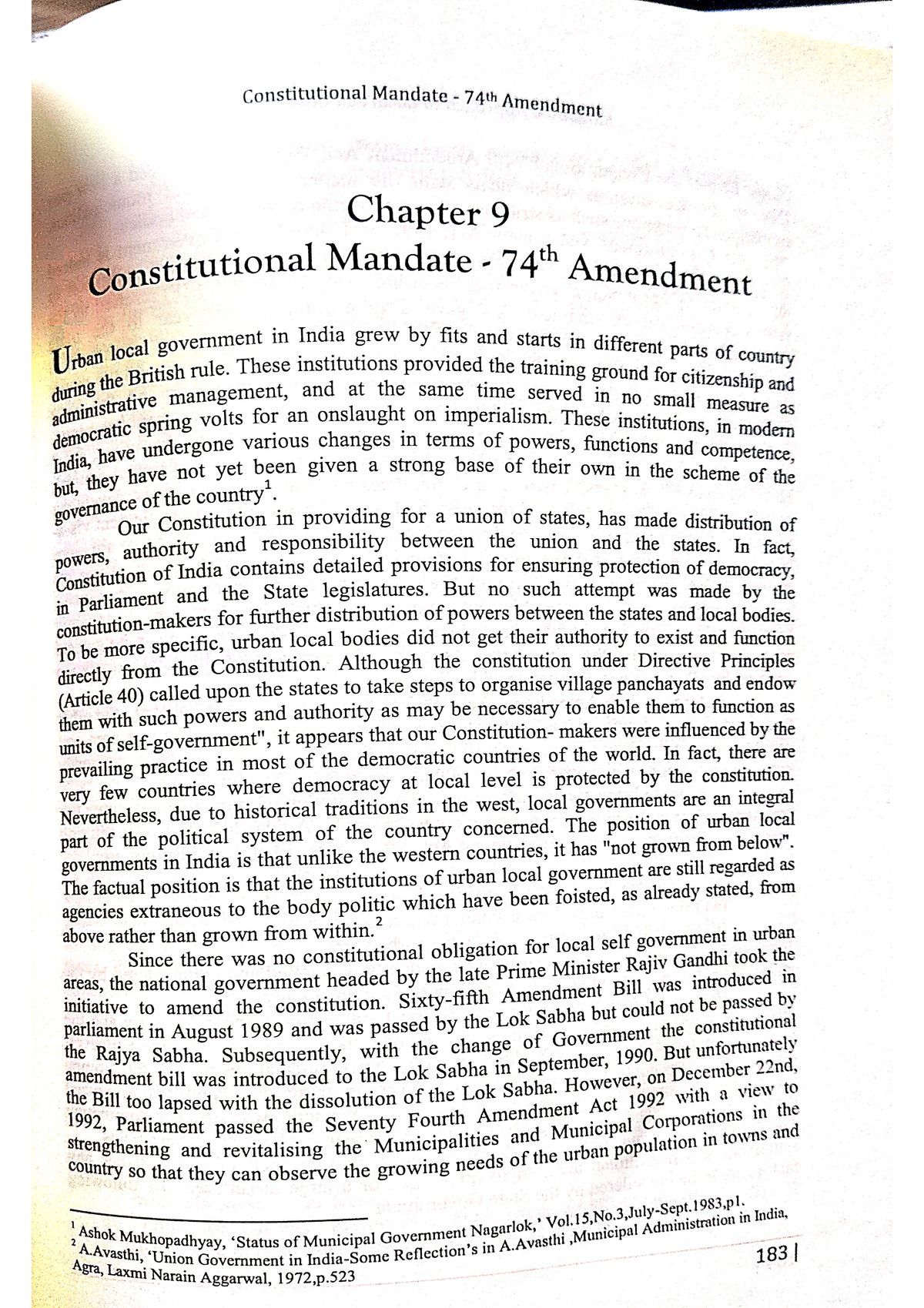 Constitutional Mandate 74W: Understanding the 74th Amendment and Urban ...