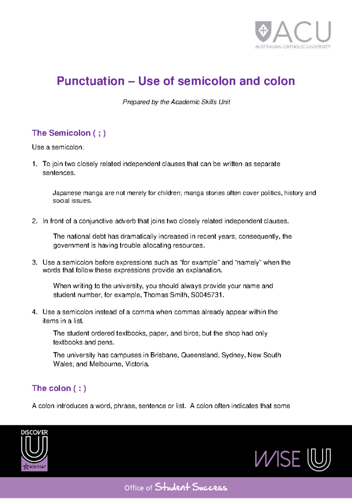 Punctuation Guide: Semicolon and Colon Usage PDF - Studocu