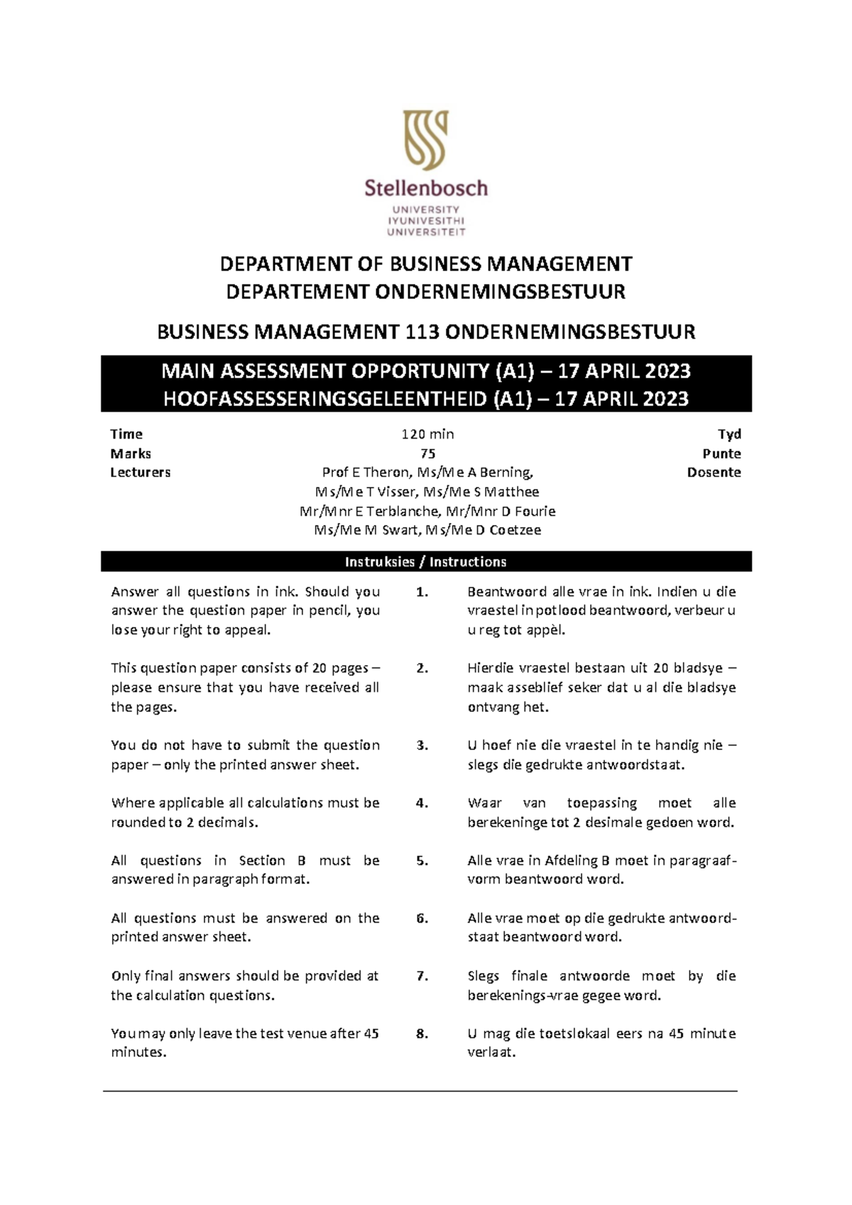 2023 A1 Past Paper - Document Preview