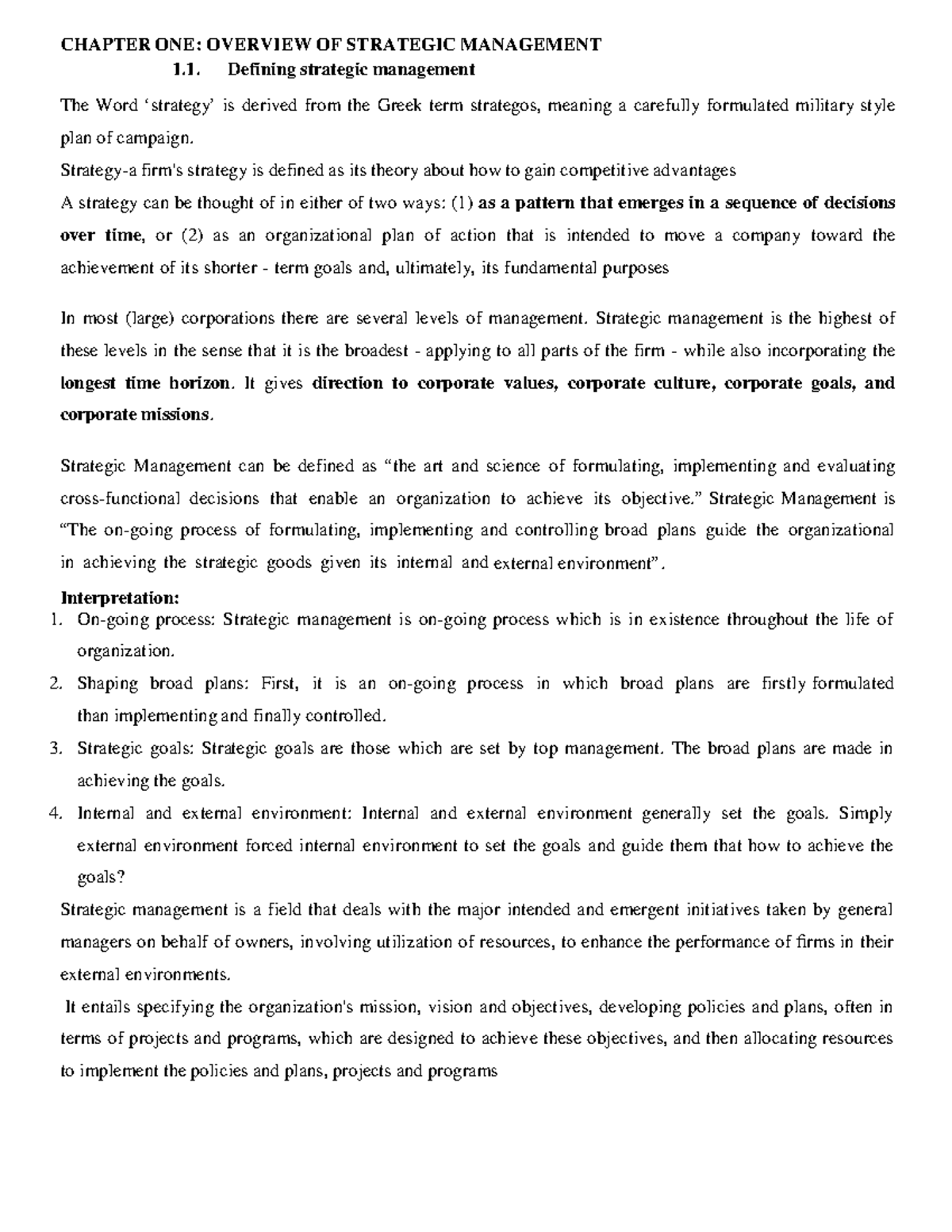 Strategic Management Overview: Key Concepts and Processes (SM 1-8 ...