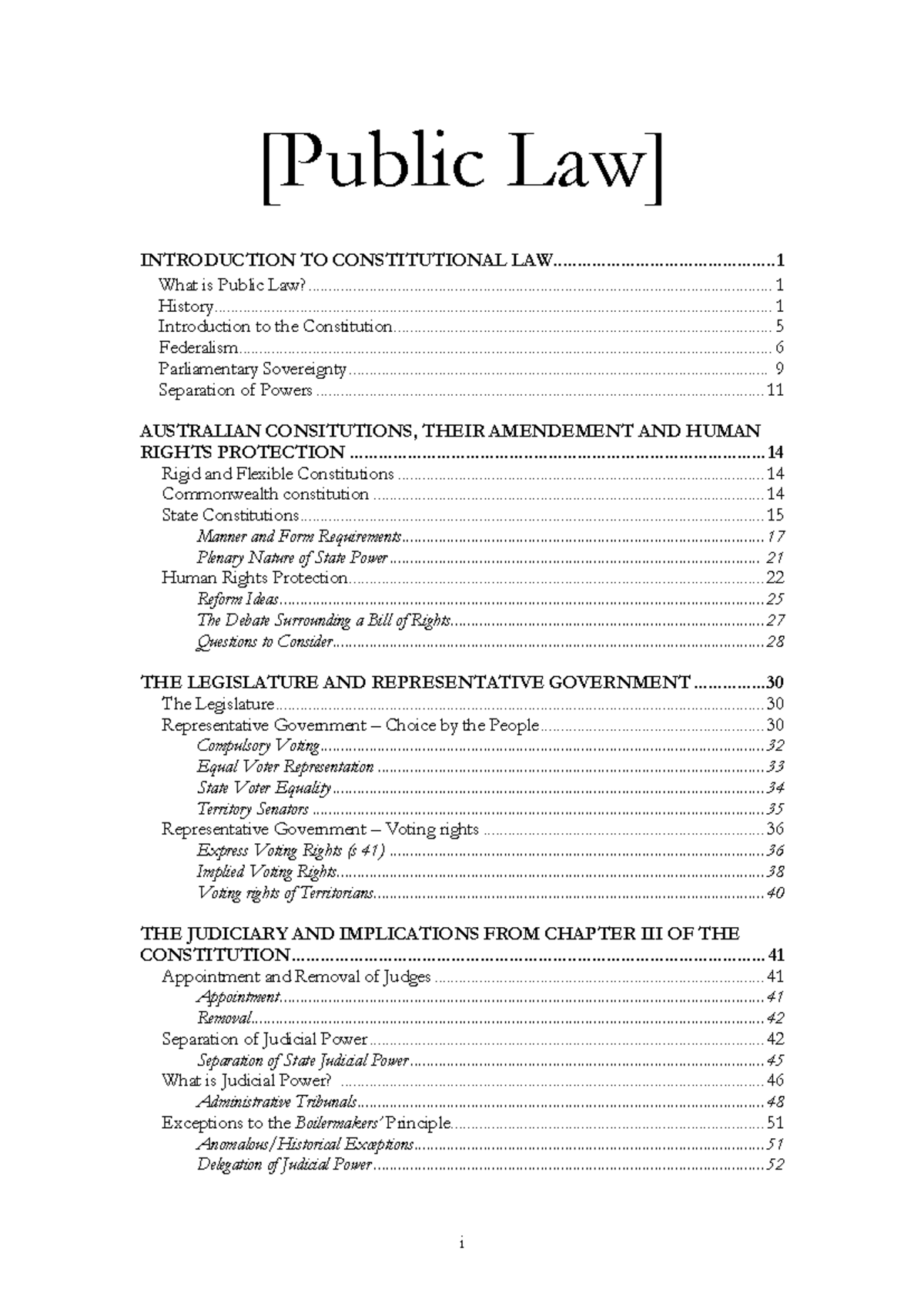 Overview of Constitutional Law: Key Concepts in Public Law LAWS5007 ...