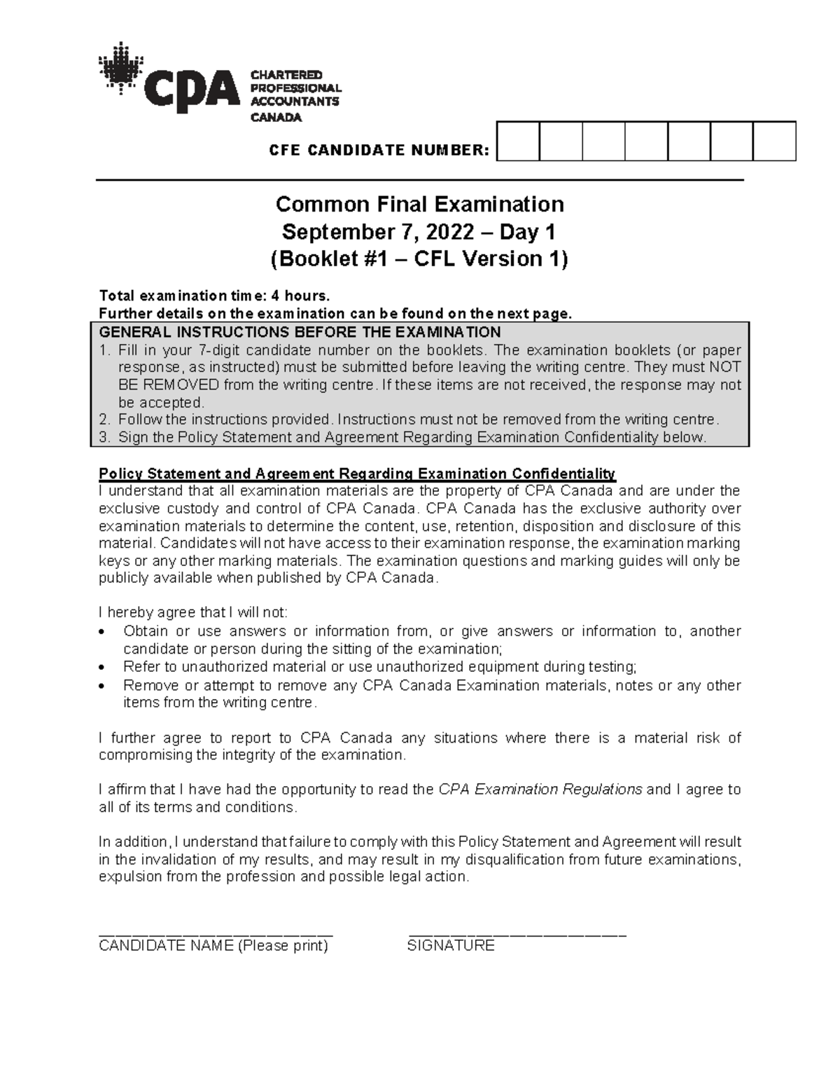 CFE 2022 Common Final Examination Day 1 Practice Exam Guide - Studocu