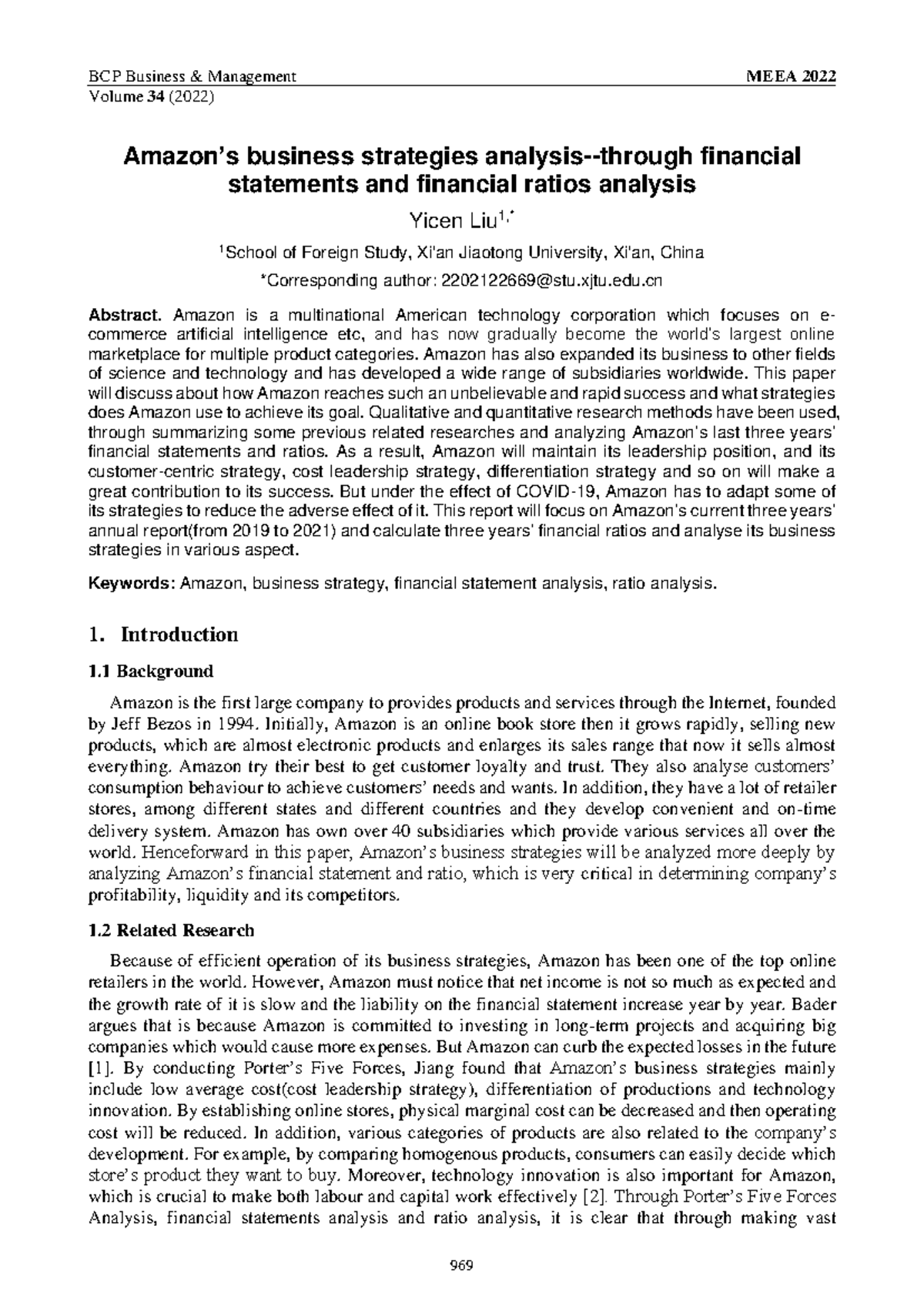 Analysis of Amazon’s Business Strategies and Financial Ratios (2022 ...