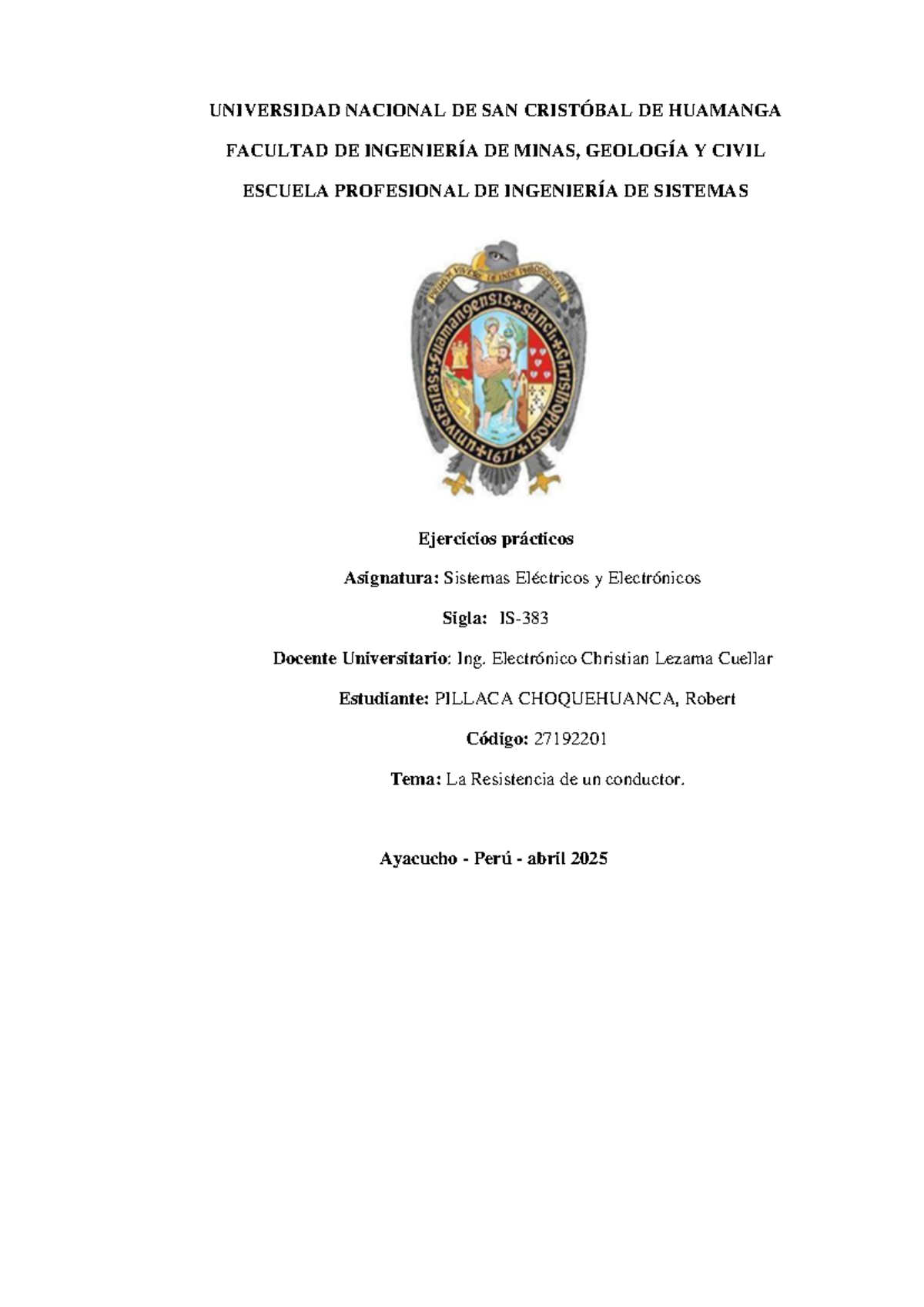 Tarea Nº 04: Cálculo de Resistencia en Conductores IS-383 - Document Preview