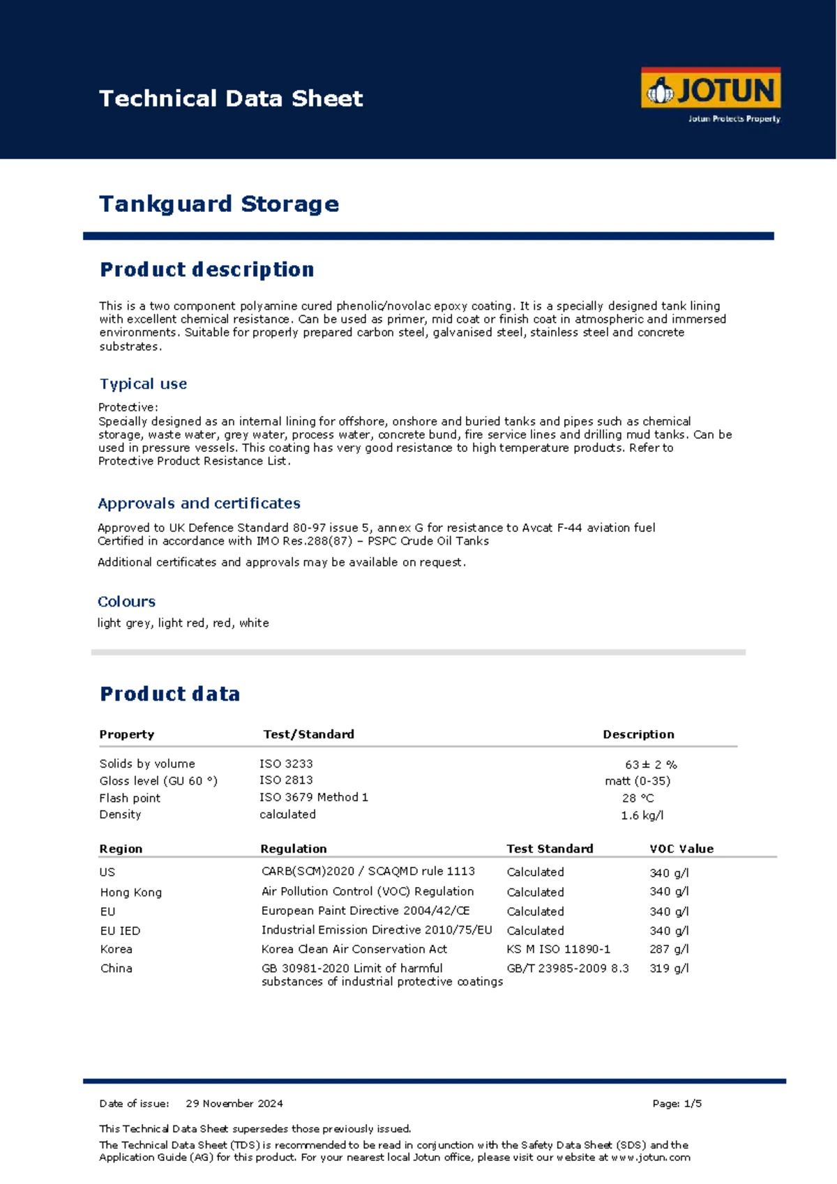 TDS 15360: Jotacote Universal N10 Epoxy Coating Technical Data Sheet ...