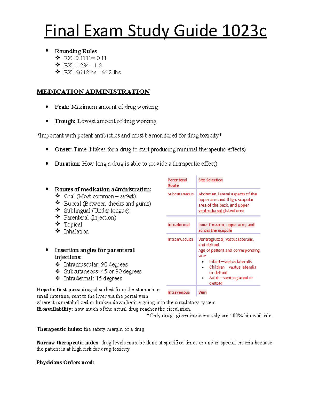Final Exam Study Guide for 1023c: Medication & Immunity Insights - Studocu