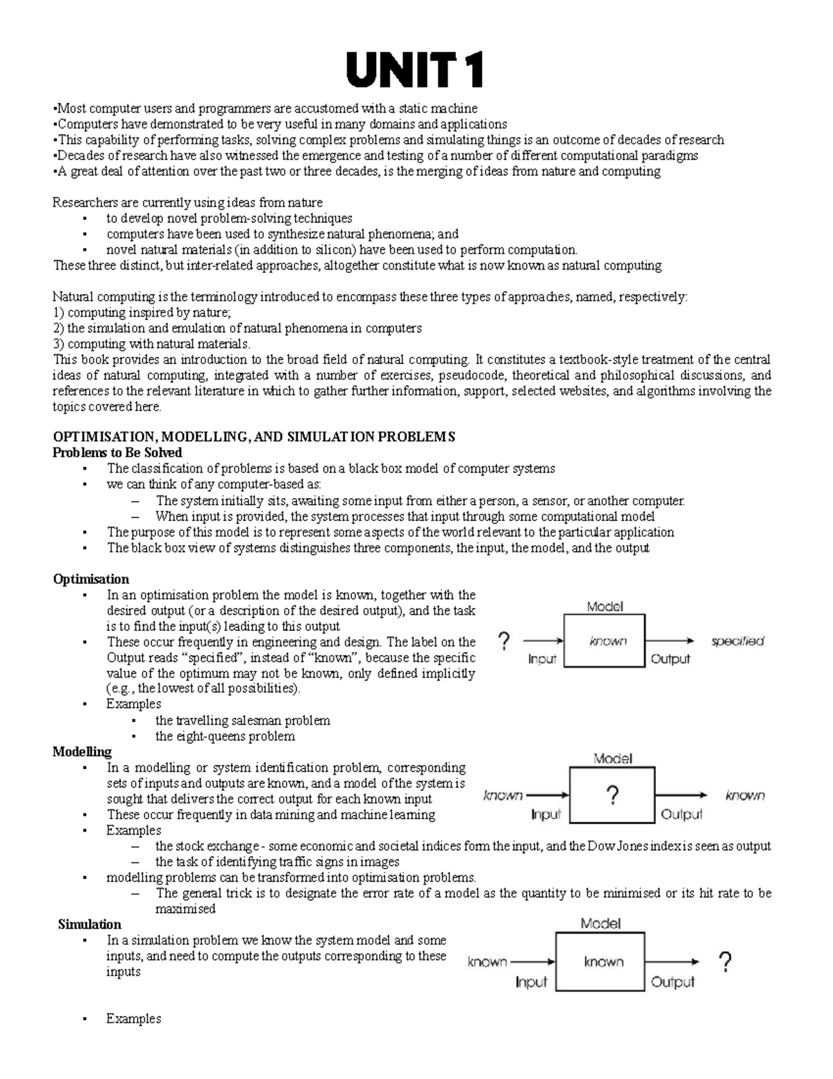 NICT - Faculty Notes on Natural Computing & Optimization Concepts - Studocu