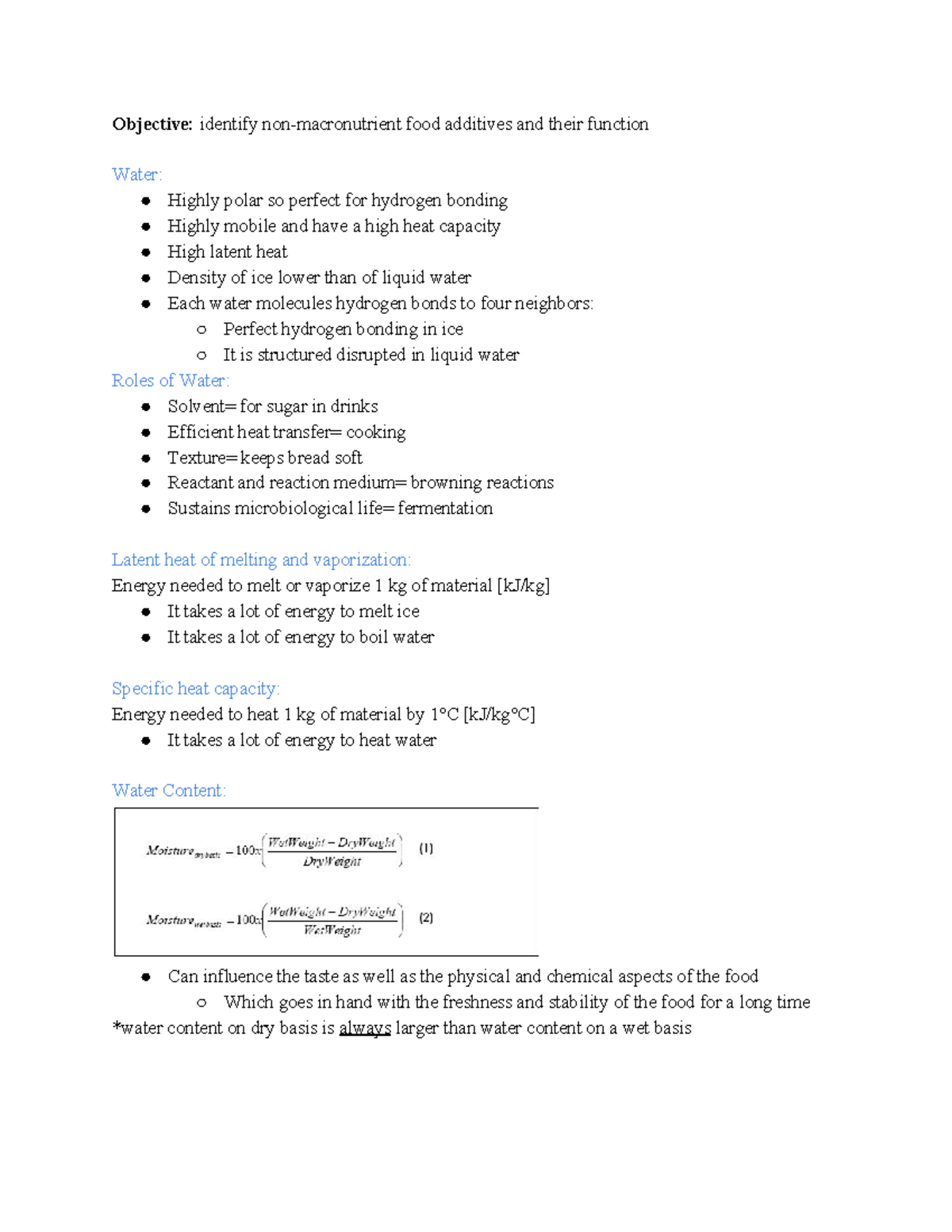 Food Science 1 Midterm Study Notes: Additives, Carbohydrates, Proteins ...