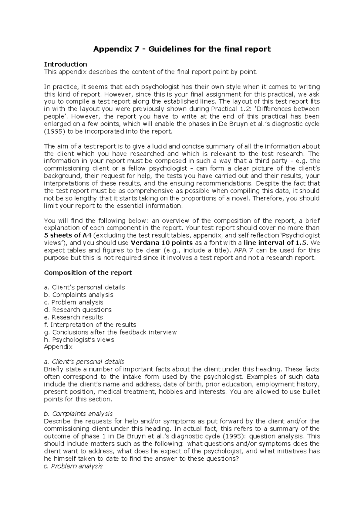Appendix 7 - Final Report Guidelines for Practical Assignment - Studeersnel